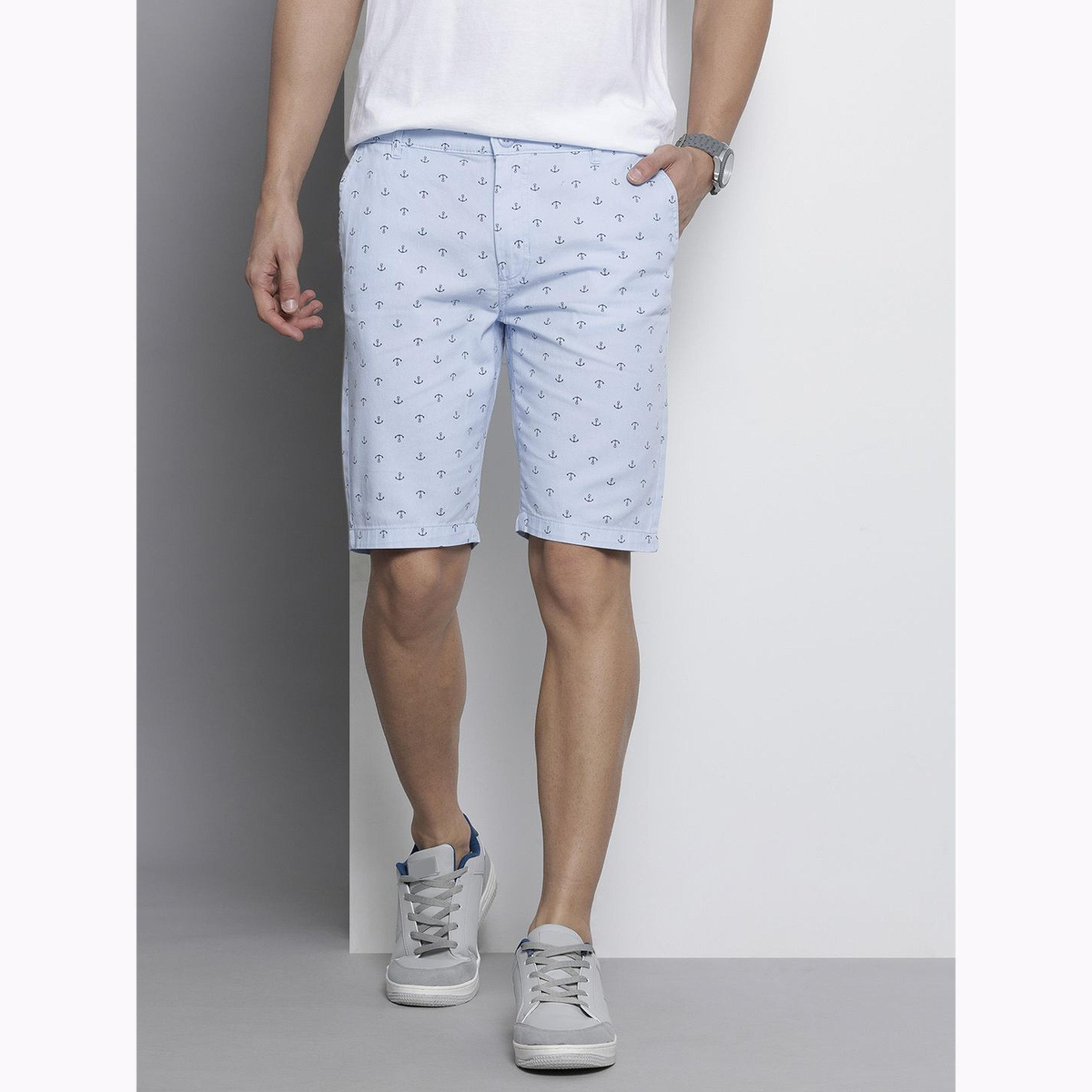 The Indian Garage Co X Styli Men Blue Slim Fit Printed Shorts-men-clothing-bottoms-shorts-image-1