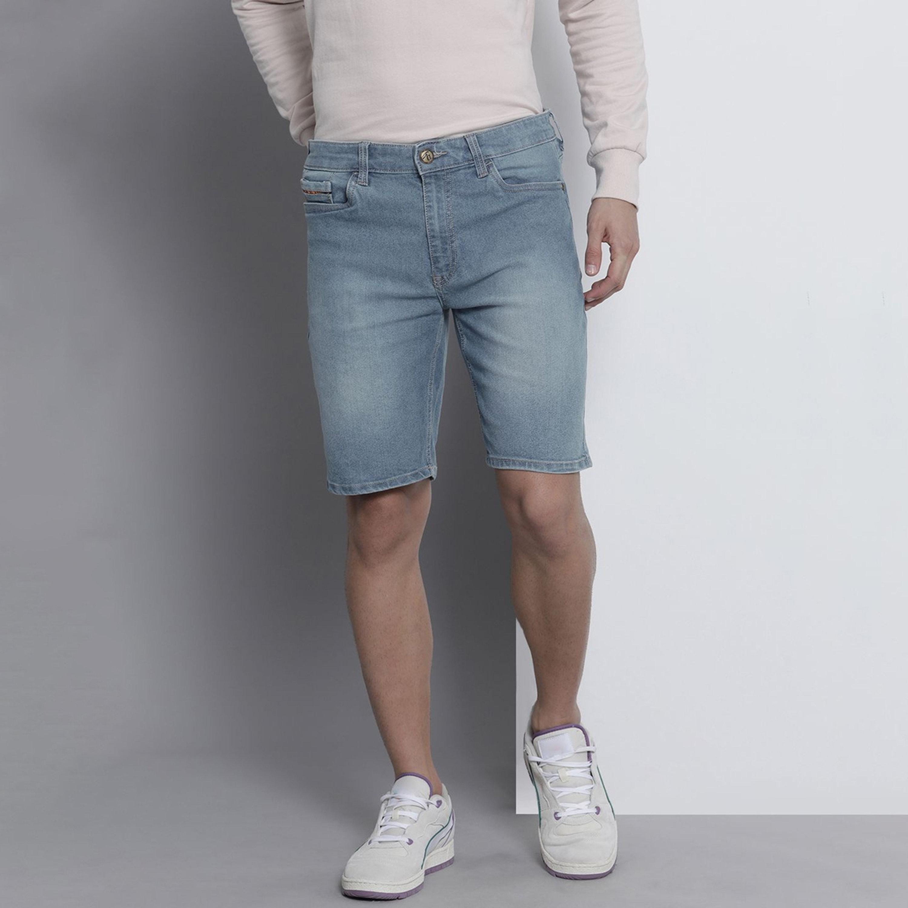 شورت دنيم أومبريه بقصة ضيقة للرجال-men-clothing-bottoms-shorts-image-1