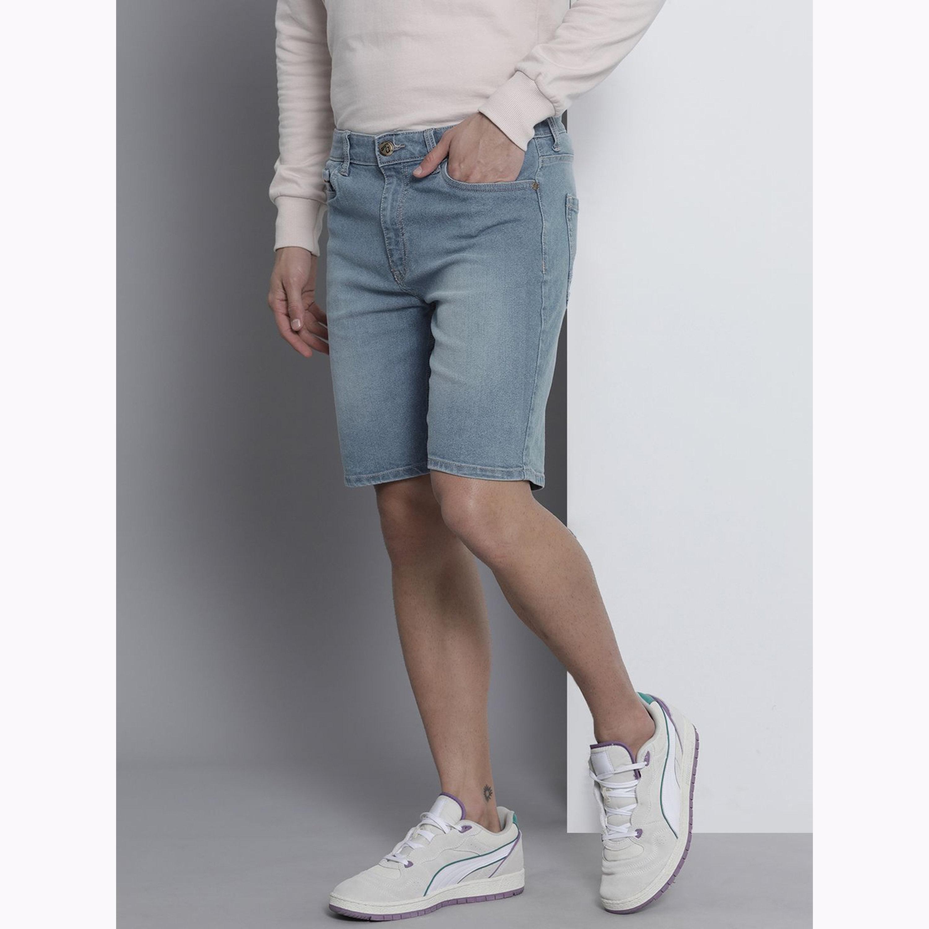 The Indian Garage Co X Styli Men Blue Slim Fit Ombre Denim Shorts-men-clothing-bottoms-shorts-image-5