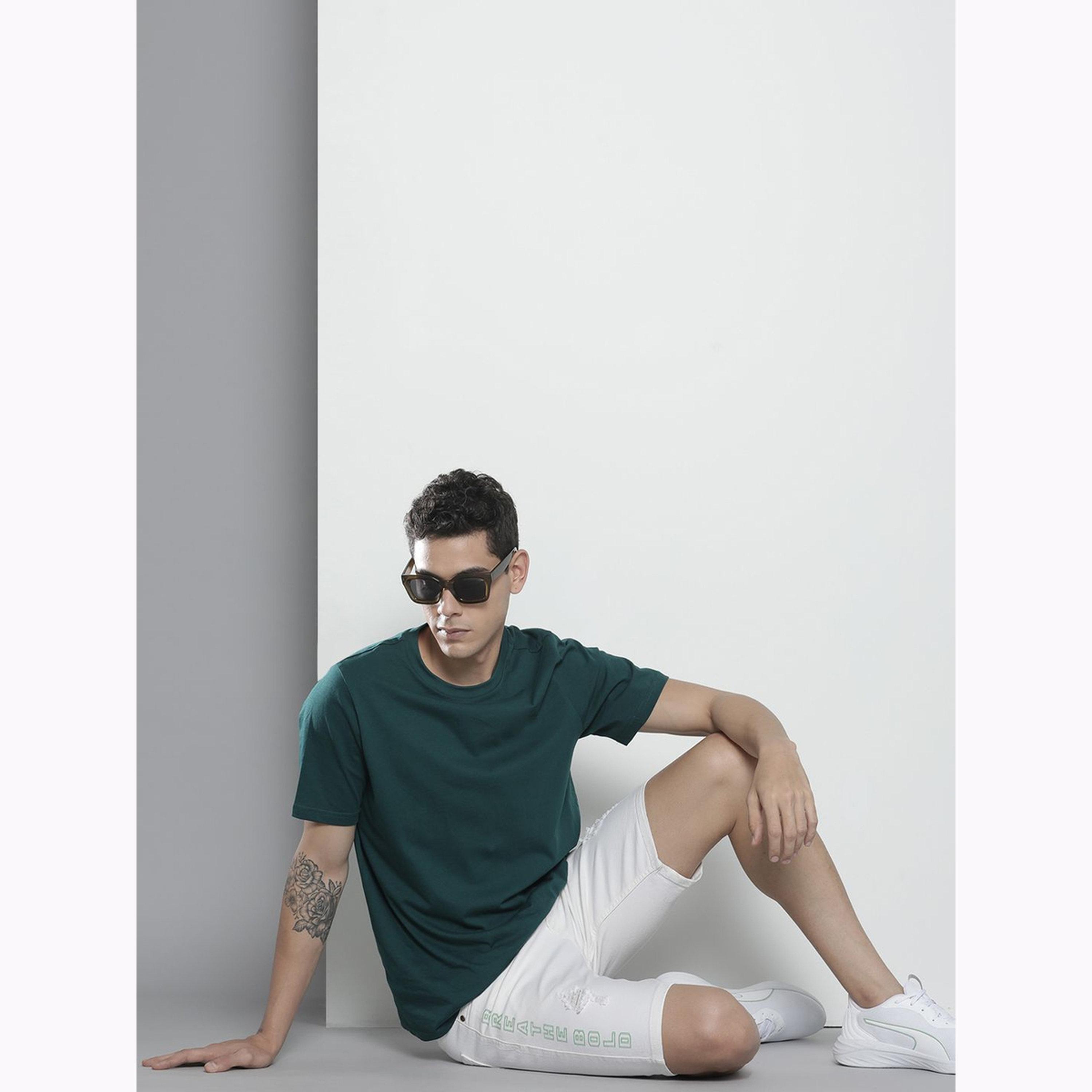 The Indian Garage Co X Styli Men White Slim Fit Printed Denim Shorts-men-clothing-bottoms-shorts-image-2