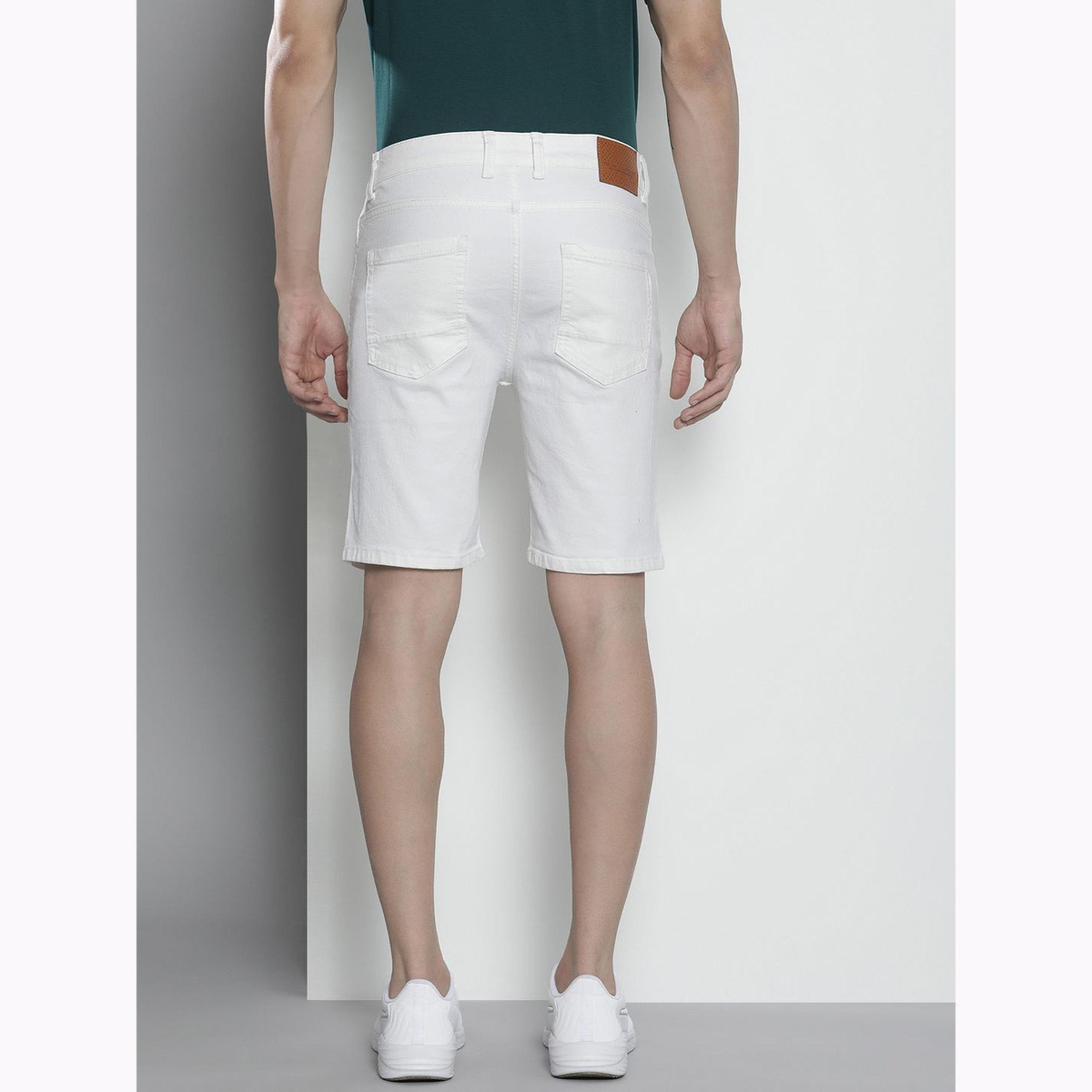 The Indian Garage Co X Styli Men White Slim Fit Printed Denim Shorts-men-clothing-bottoms-shorts-image-3