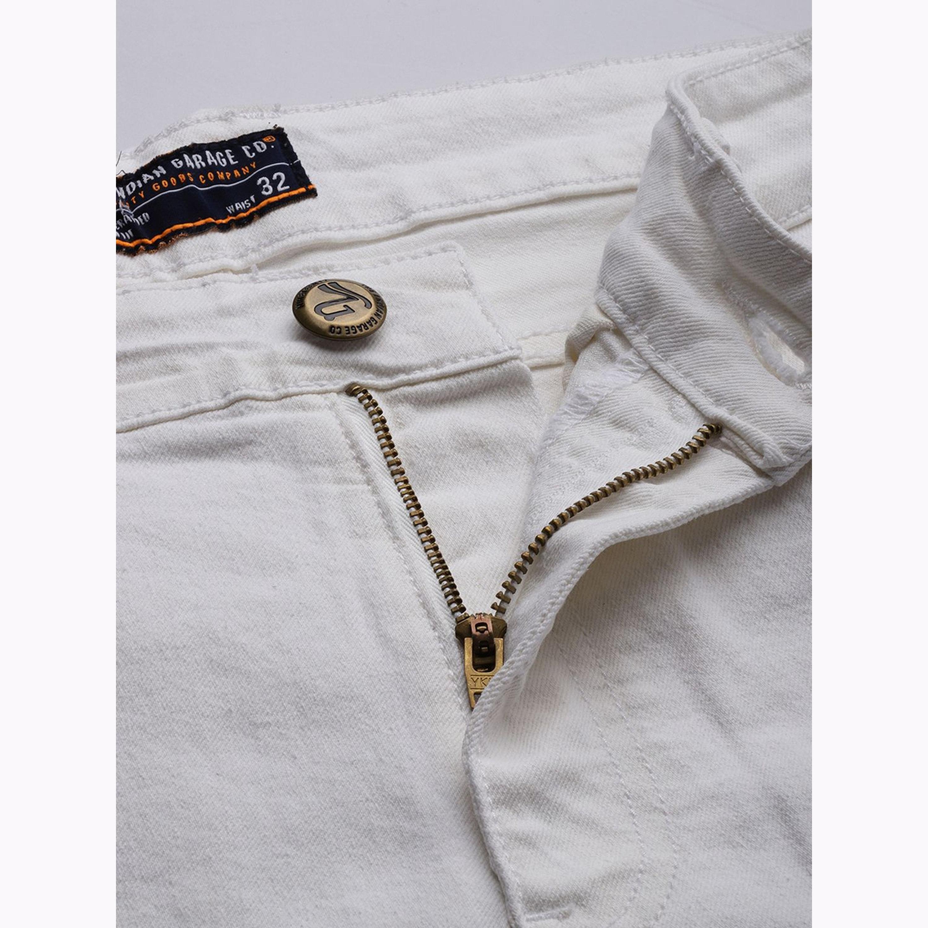 The Indian Garage Co X Styli Men White Slim Fit Printed Denim Shorts-men-clothing-bottoms-shorts-image-4
