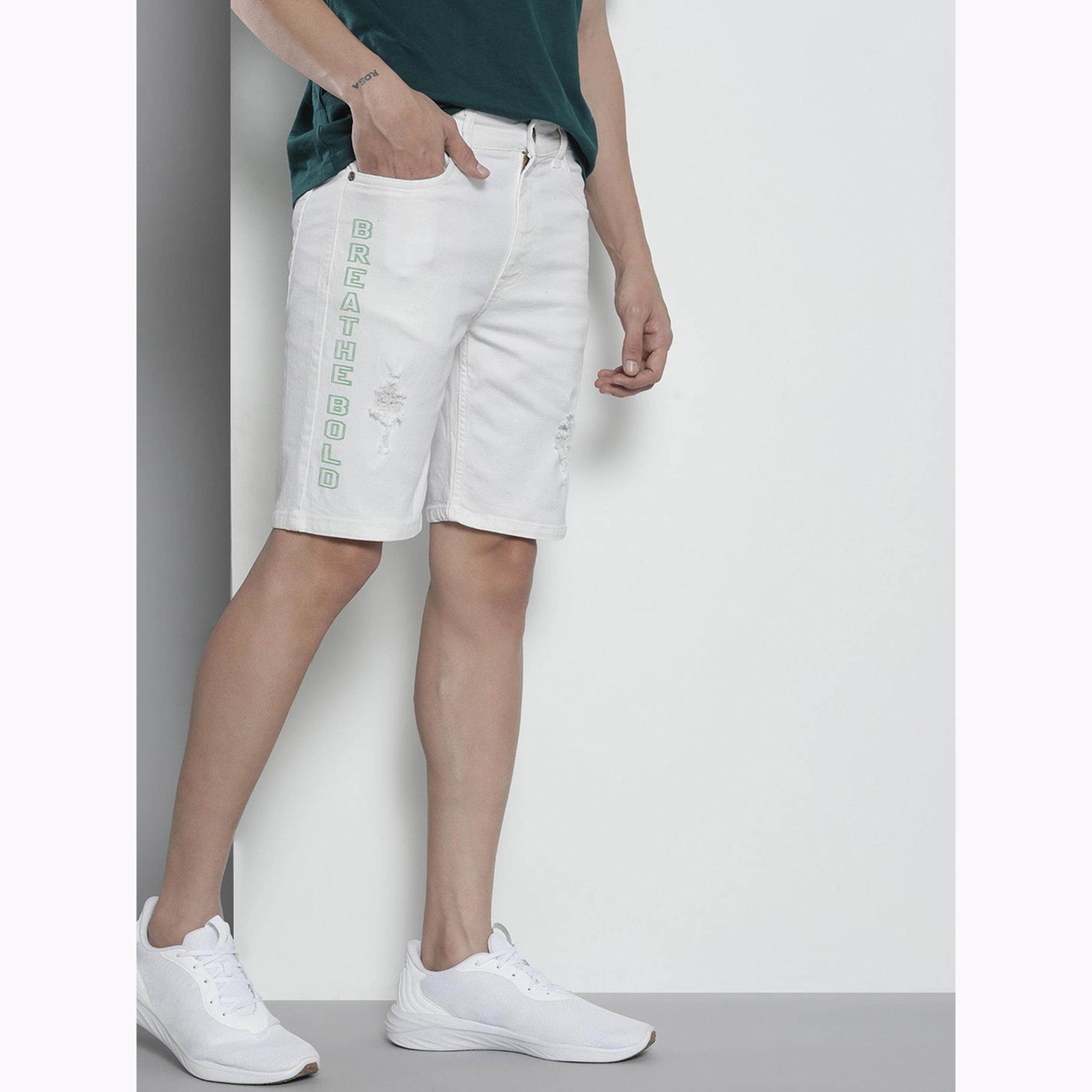 The Indian Garage Co X Styli Men White Slim Fit Printed Denim Shorts-men-clothing-bottoms-shorts-image-5