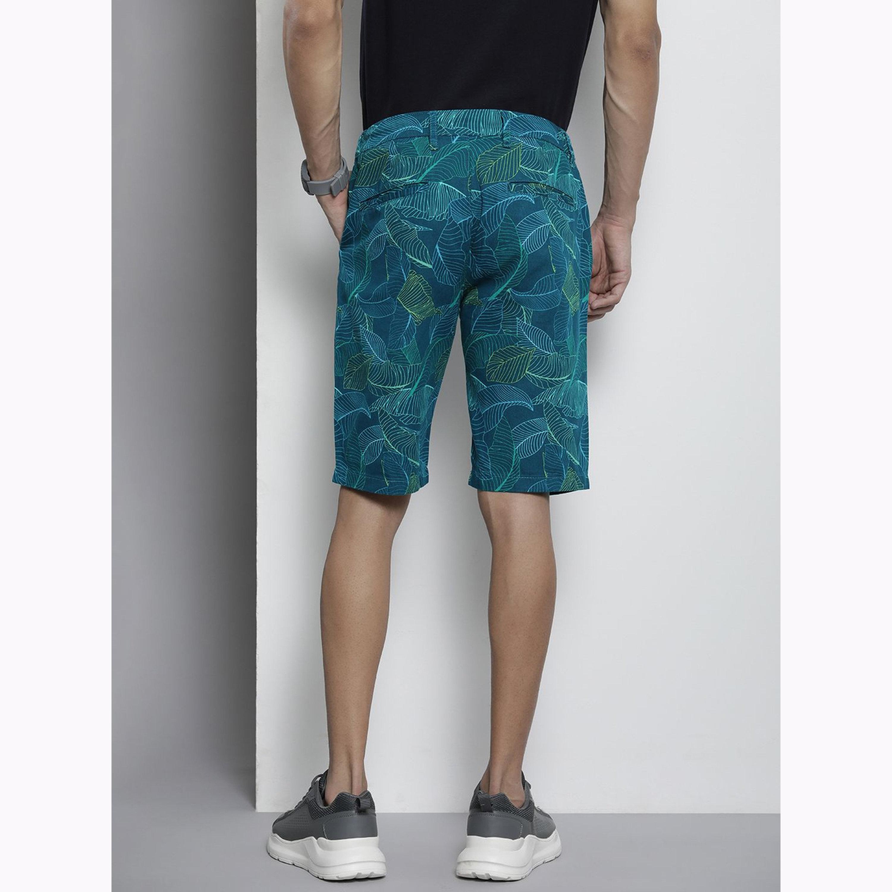The Indian Garage Co X Styli Men Blue Slim Fit Printed Shorts-men-clothing-bottoms-shorts-image-3