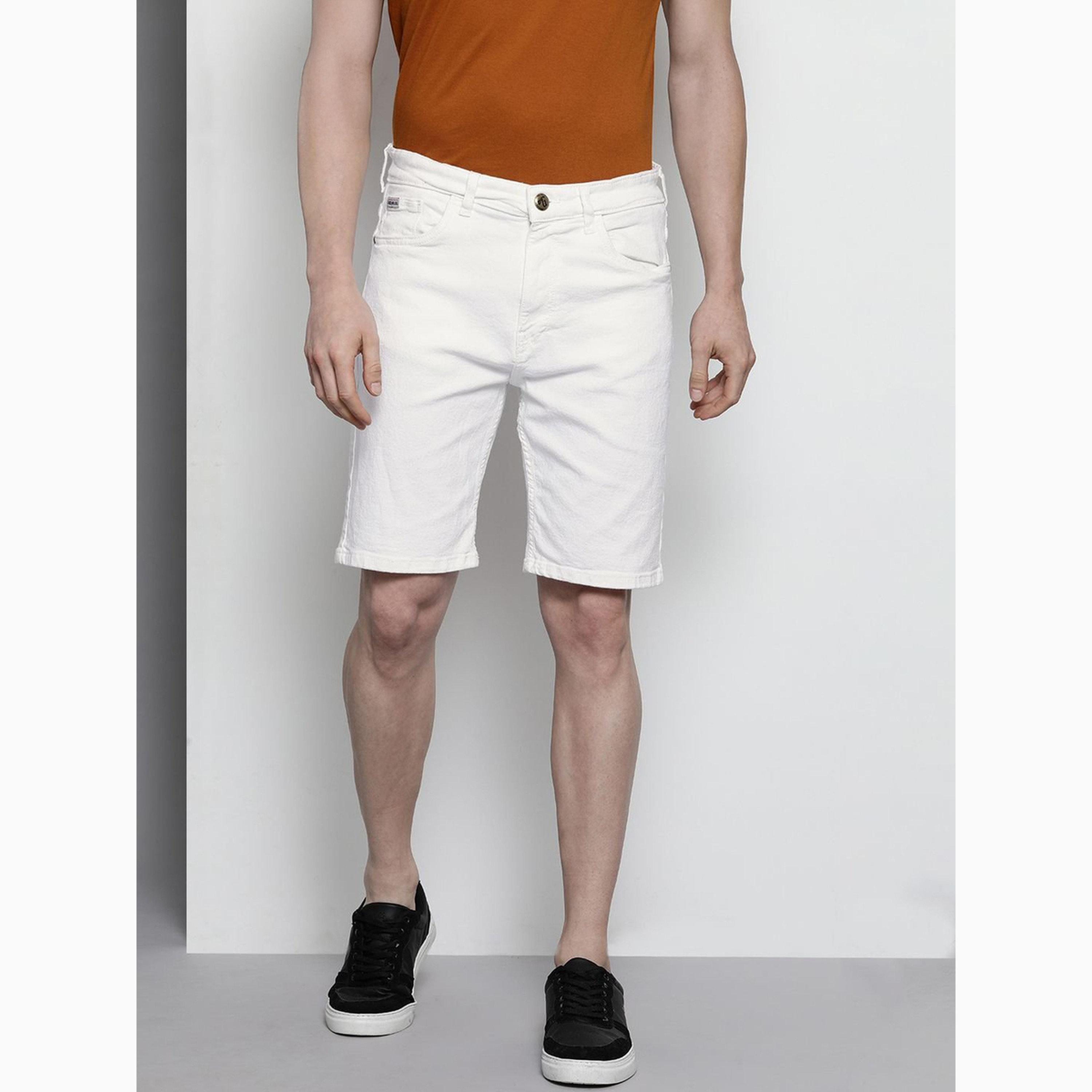 The Indian Garage Co X Styli Men Slim Fit Solid Denim Shorts-men-clothing-bottoms-shorts-image-1