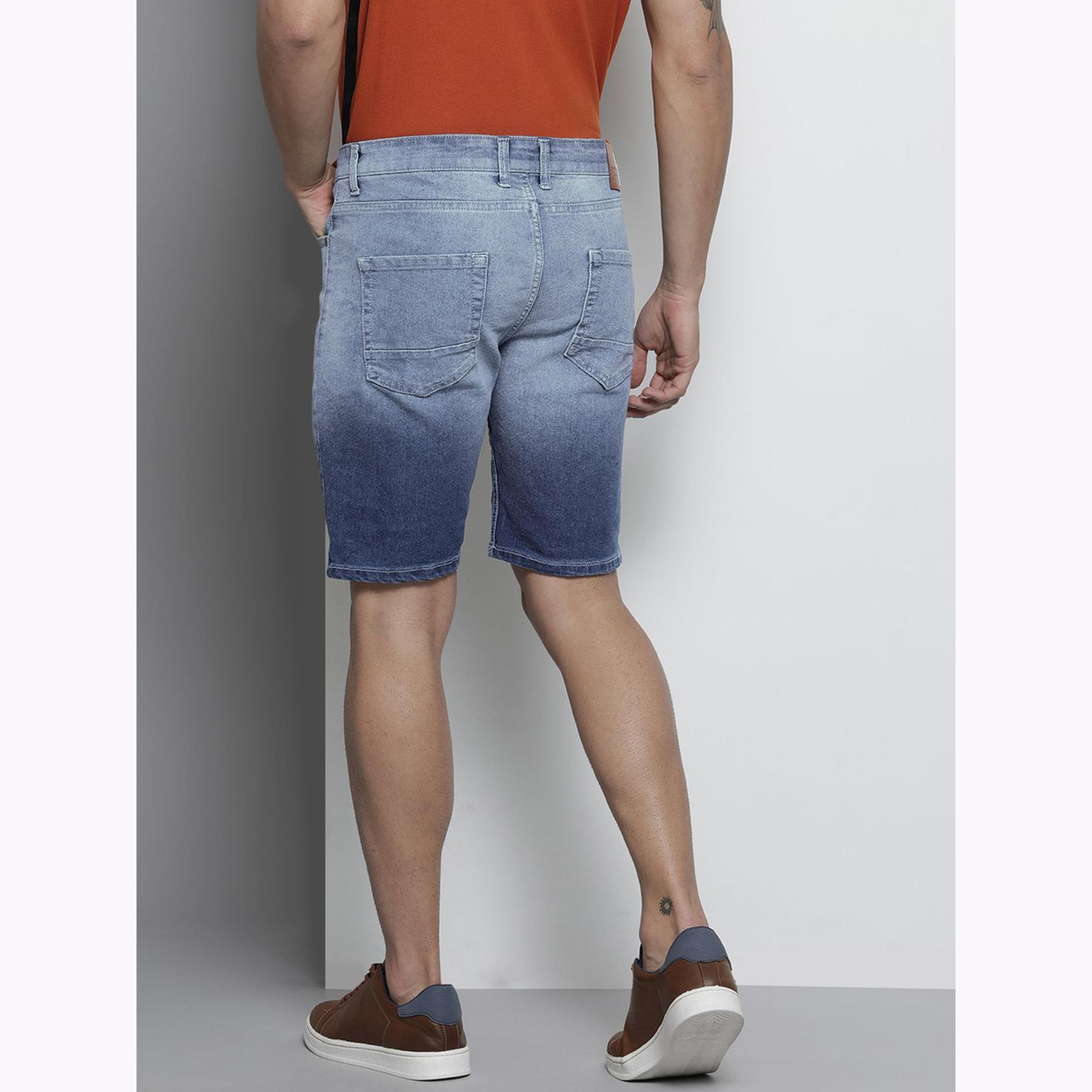 شورت دنيم سادة بقصة ضيقة للرجال-men-clothing-bottoms-shorts-image-3