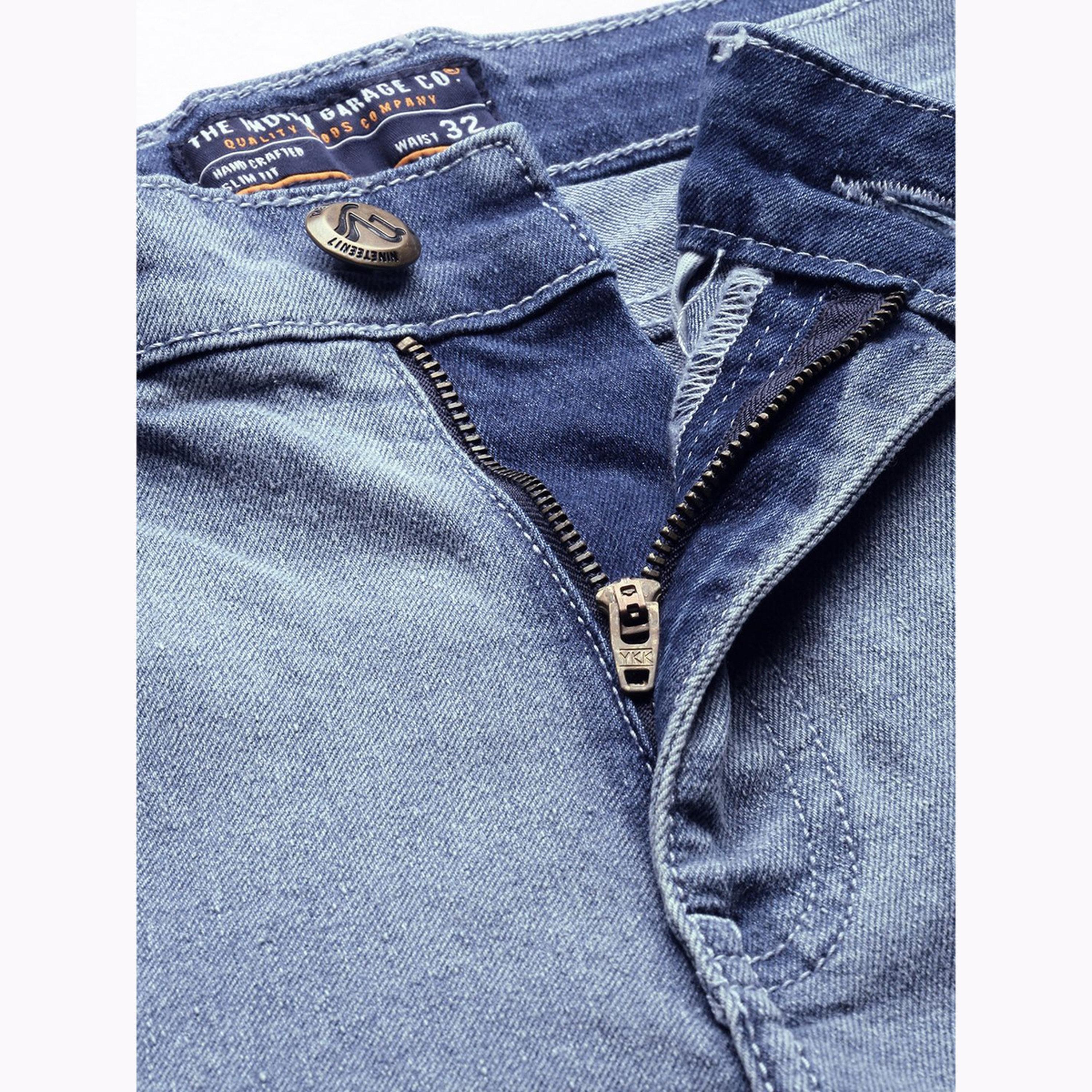 The Indian Garage Co X Styli Men Blue Slim Fit Solid Denim Shorts-men-clothing-bottoms-shorts-image-4