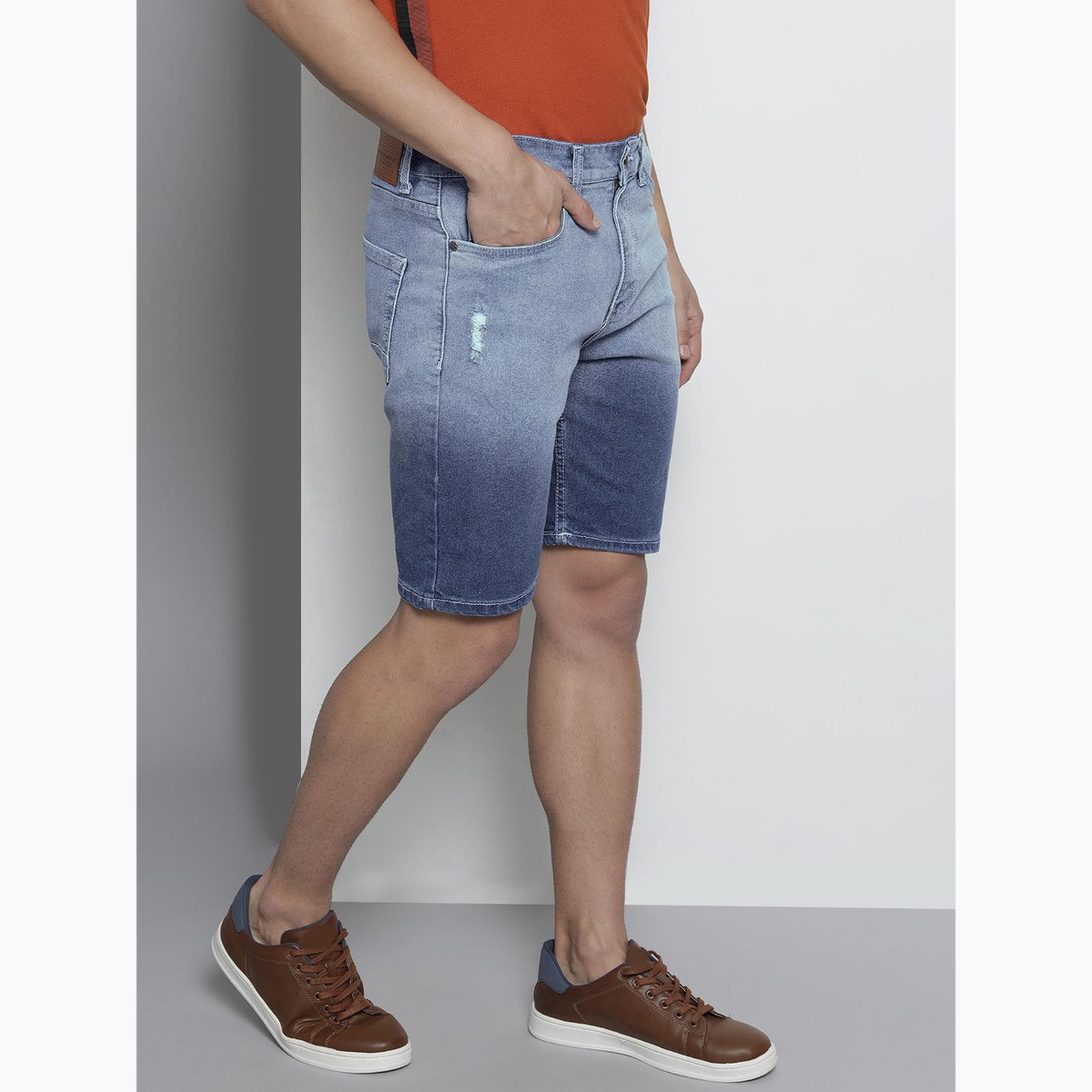 The Indian Garage Co X Styli Men Blue Slim Fit Solid Denim Shorts-men-clothing-bottoms-shorts-image-5