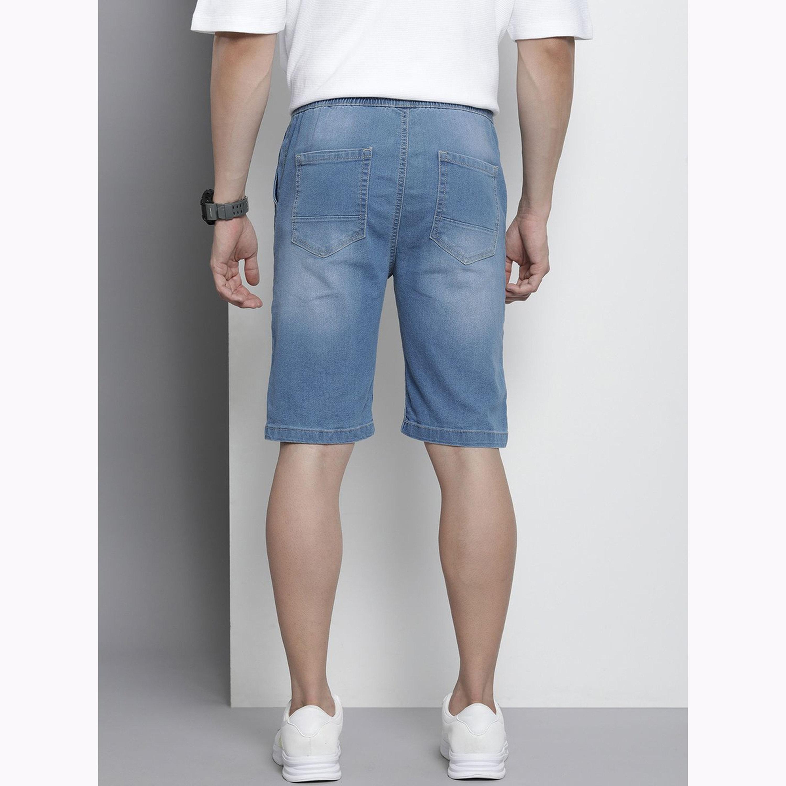 The Indian Garage Co X Styli Men Blue Regular Fit Solid Denim Shorts-men-clothing-bottoms-shorts-image-3