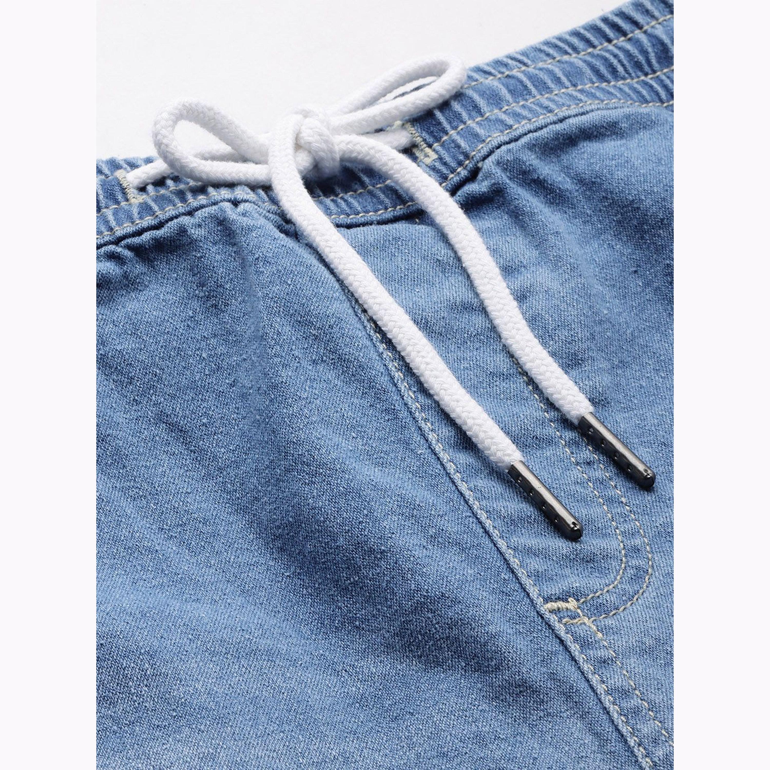 The Indian Garage Co X Styli Men Blue Regular Fit Solid Denim Shorts-men-clothing-bottoms-shorts-image-4