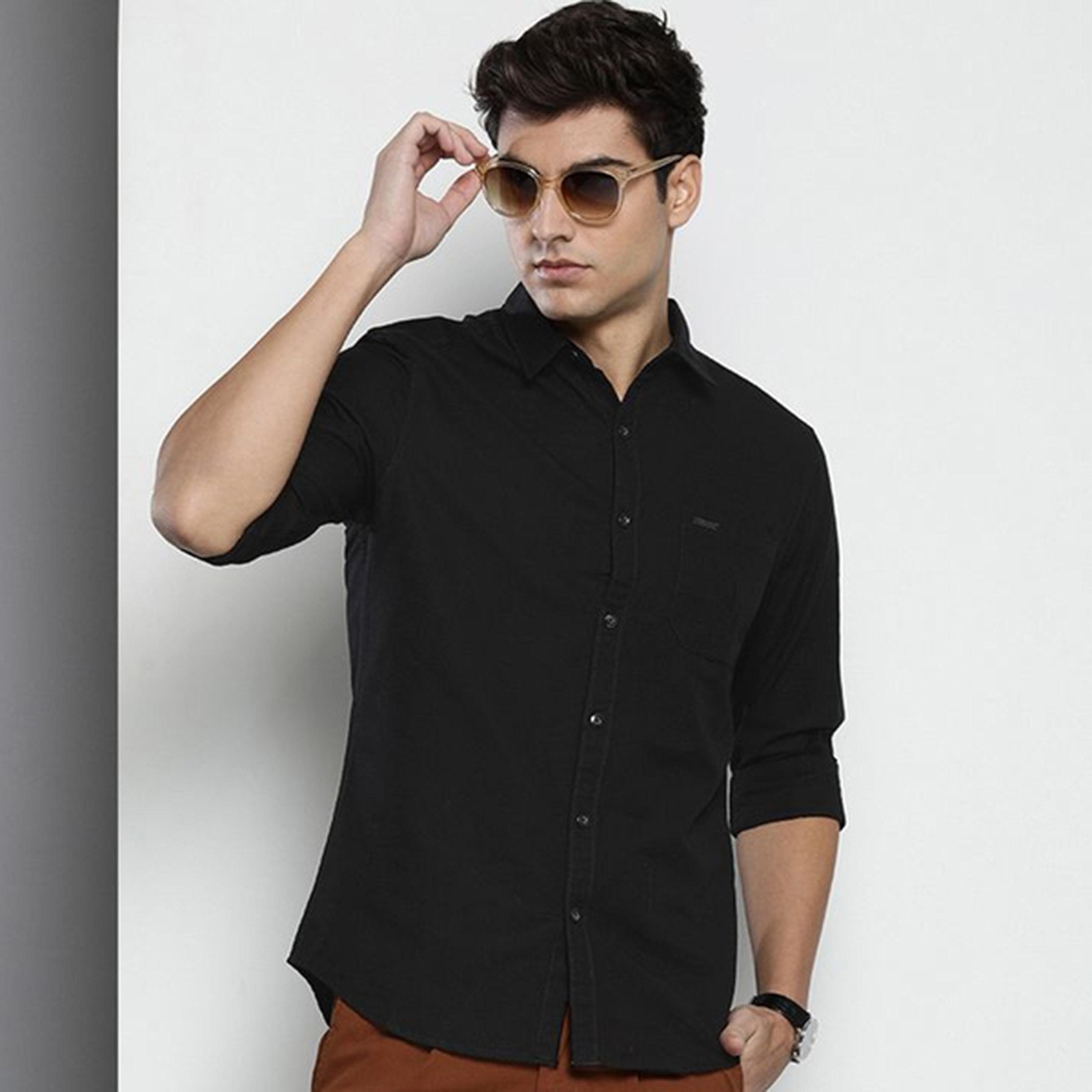 قميص سادة بقصة عادية للرجال-men-clothing-shirts-image-1