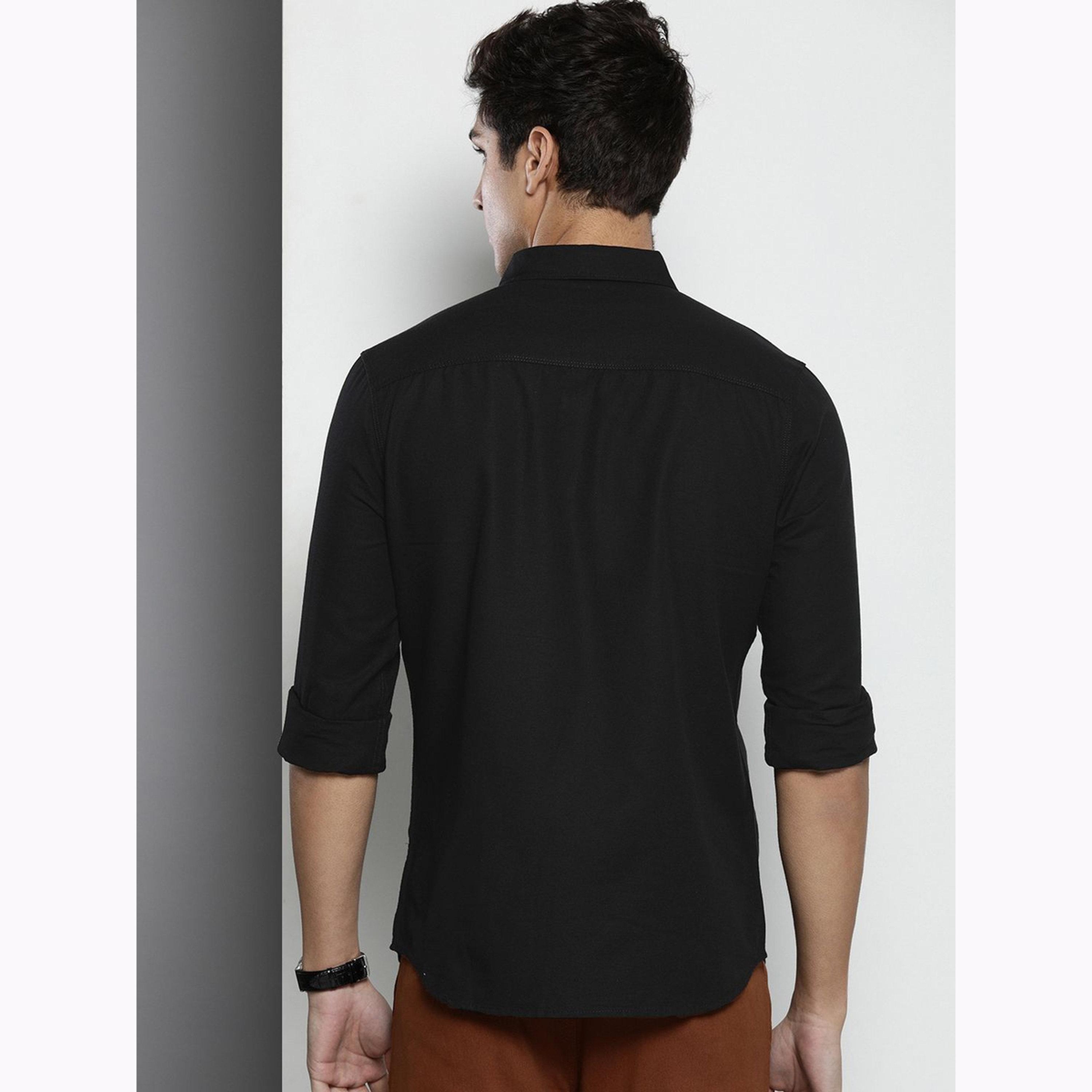 The Indian Garage Co X Styli Men Black Regular Fit Solid Shirt-men-clothing-shirts-image-4