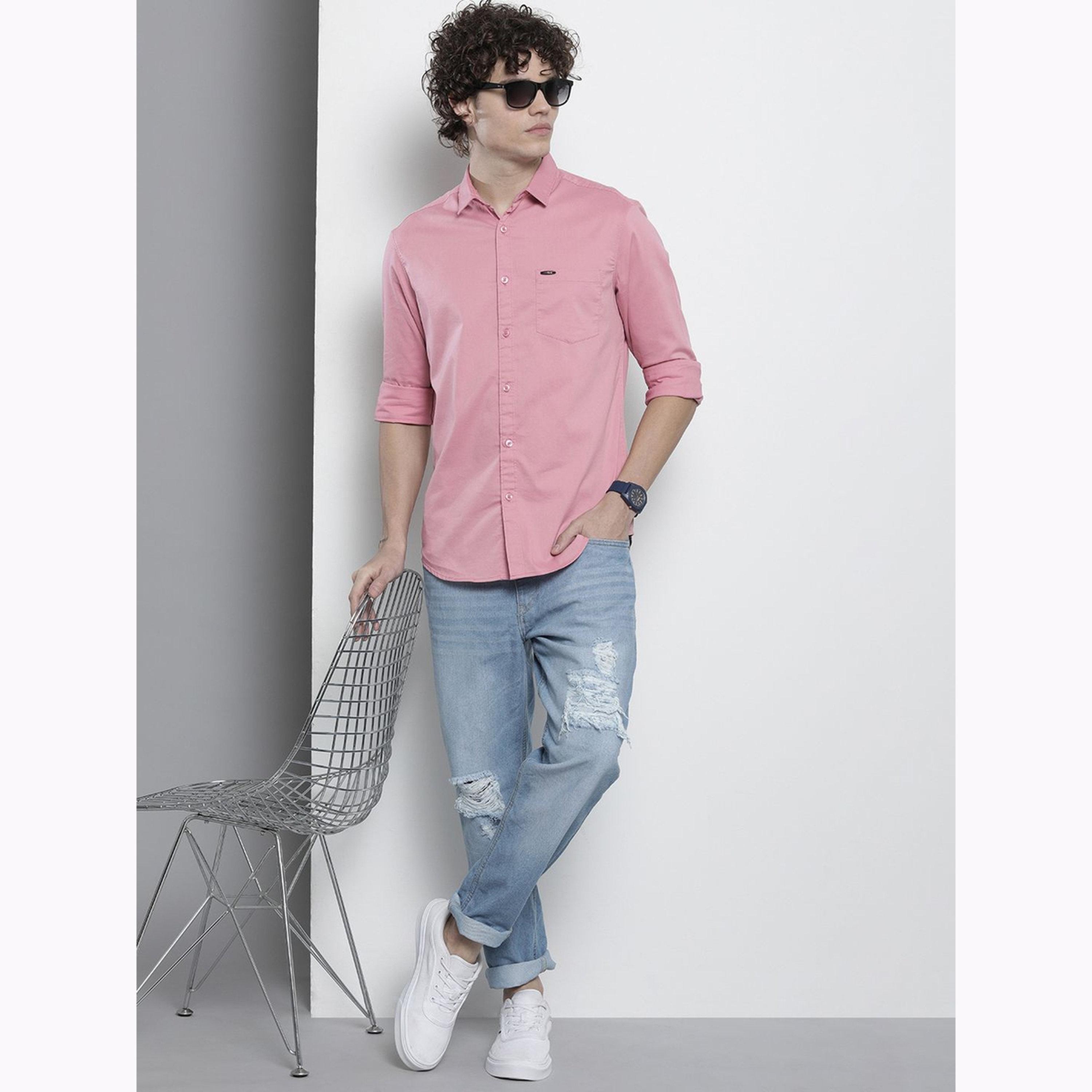 قميص سادة بقصة ضيقة للرجال-men-clothing-shirts-image-2
