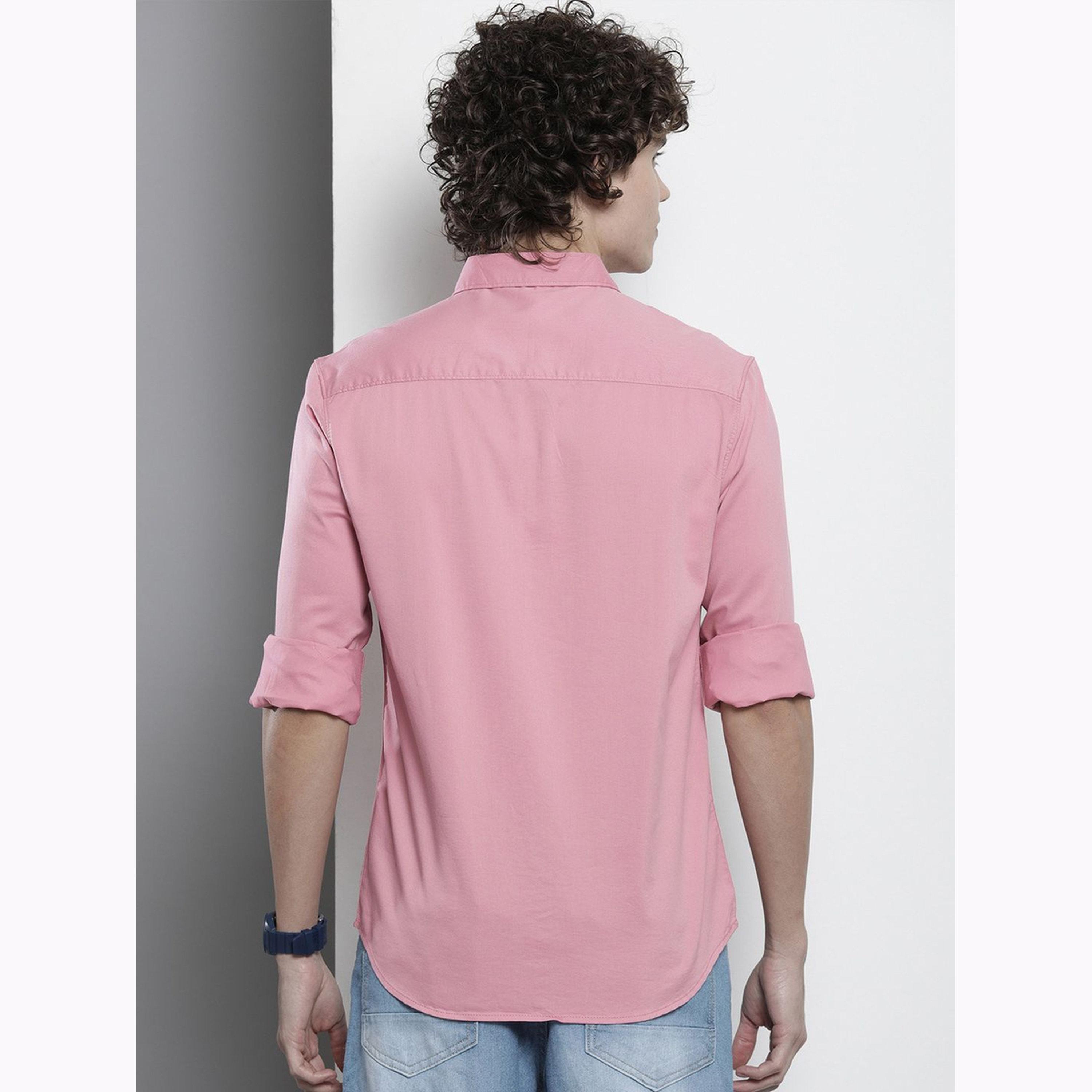 The Indian Garage Co X Styli Men Pink Slim Fit Solid Shirt-men-clothing-shirts-image-4