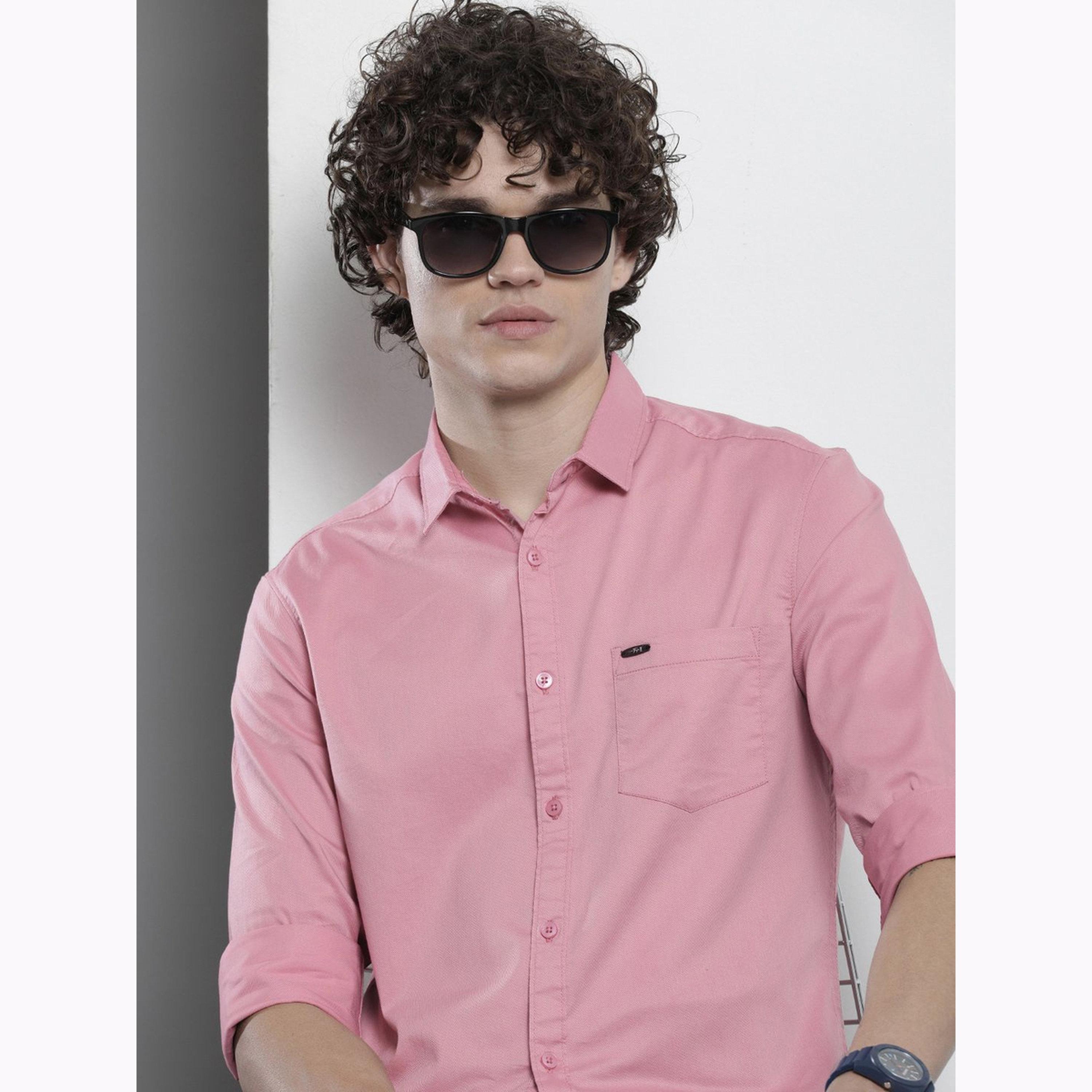 The Indian Garage Co X Styli Men Pink Slim Fit Solid Shirt-men-clothing-shirts-image-6