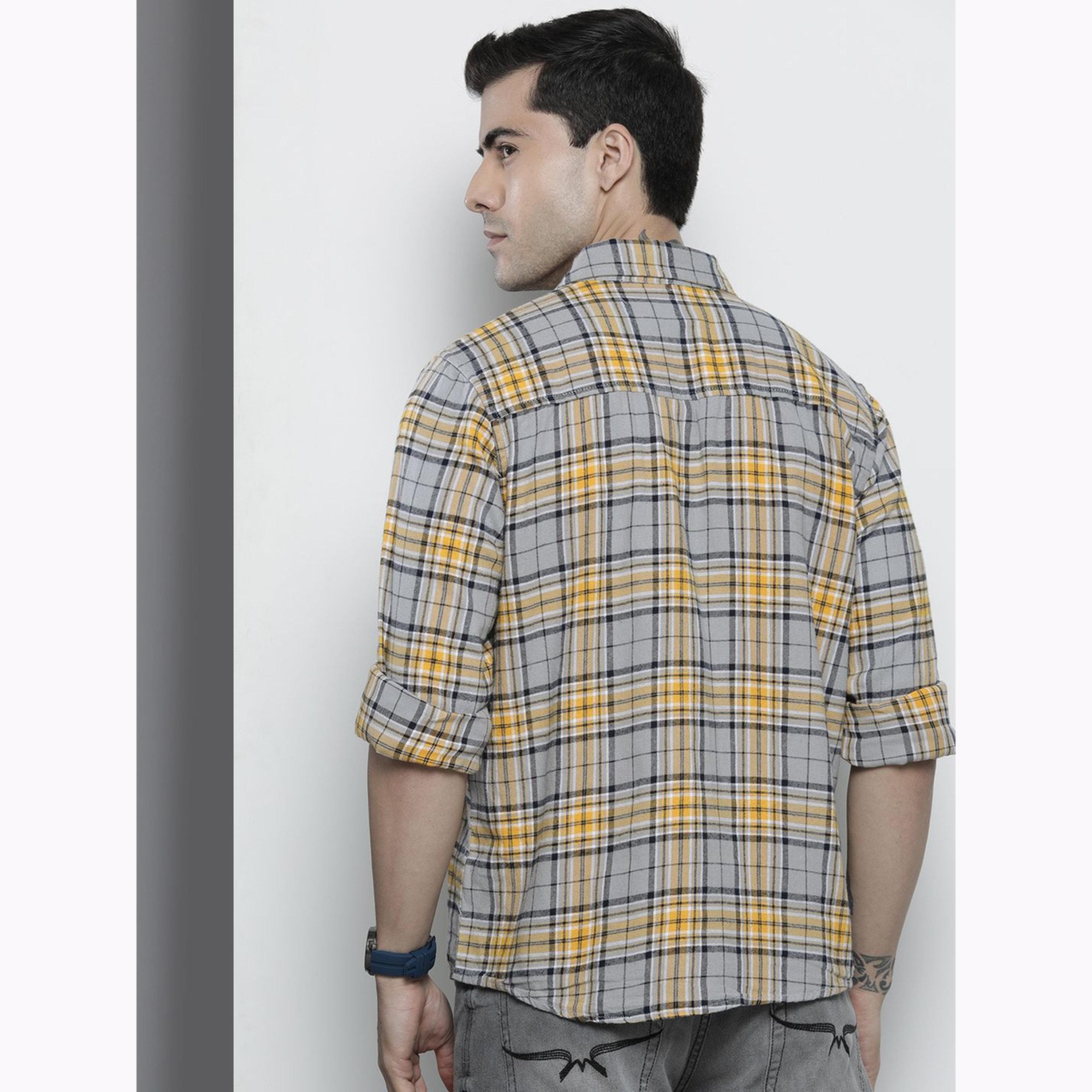 The Indian Garage Co X Styli Men Grey Regular Fit Checked Shirt-men-clothing-shirts-image-4