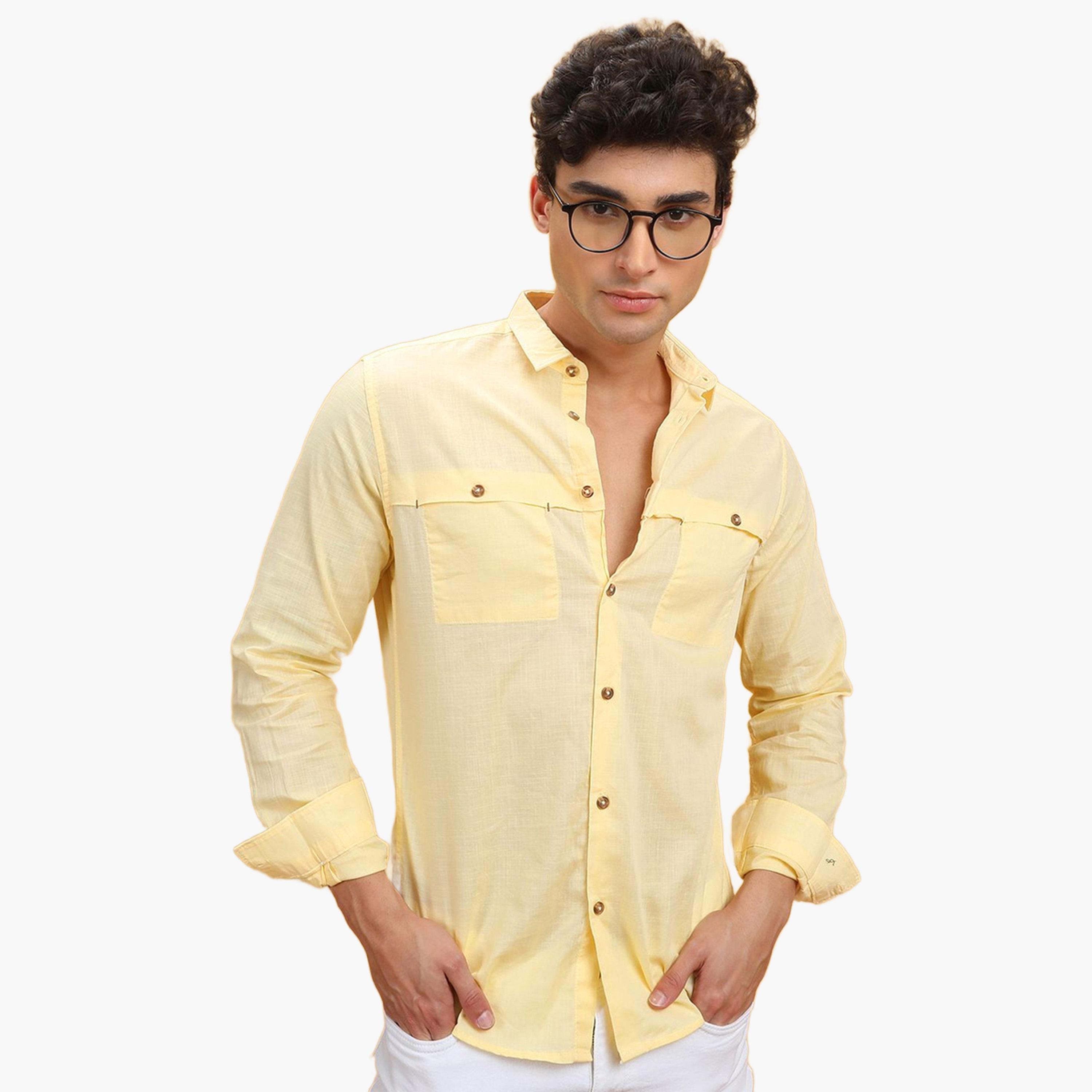 قميص سادة بقصة ضيقة للرجال-men-clothing-shirts-image-1