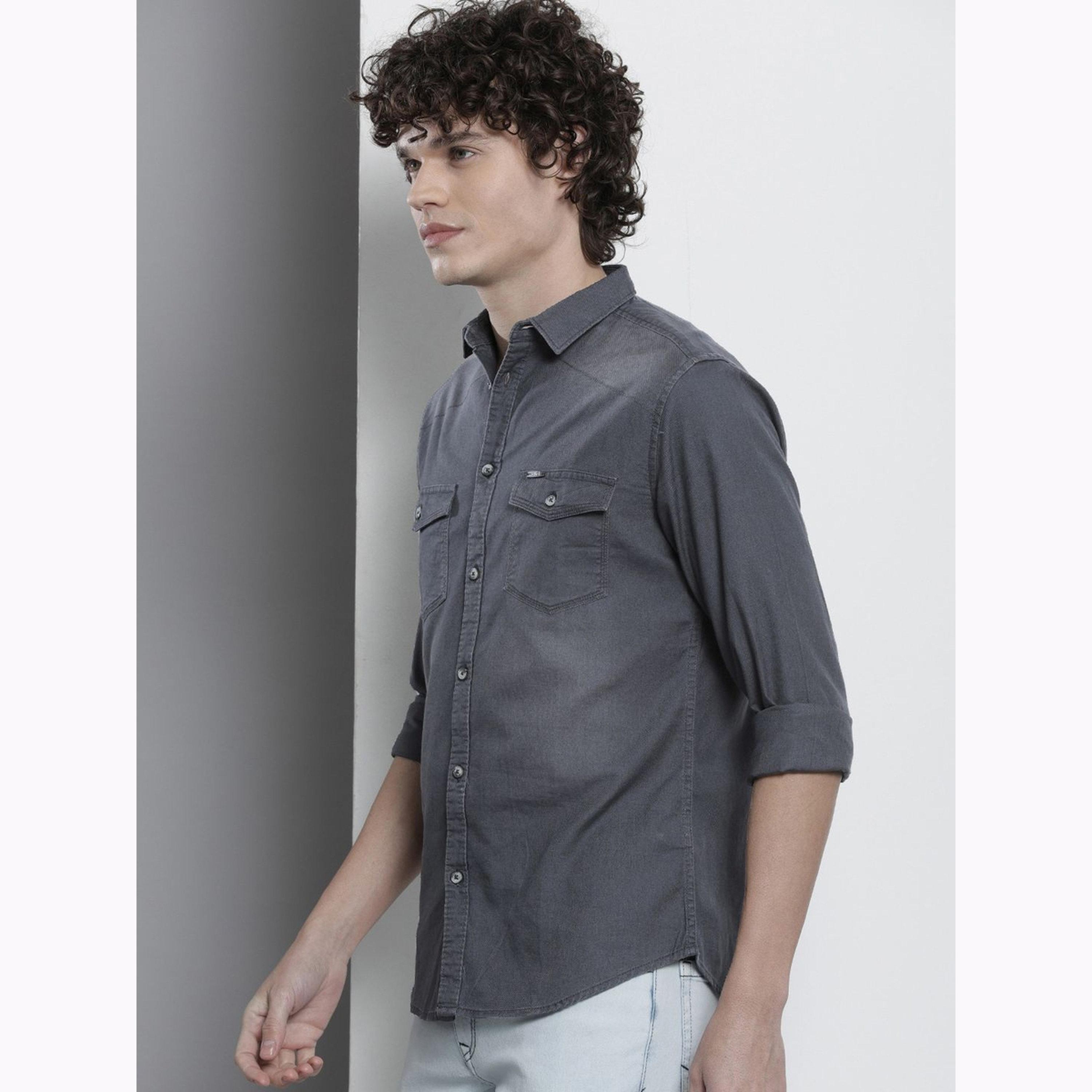 قميص سادة بقصة ضيقة للرجال-men-clothing-shirts-image-3