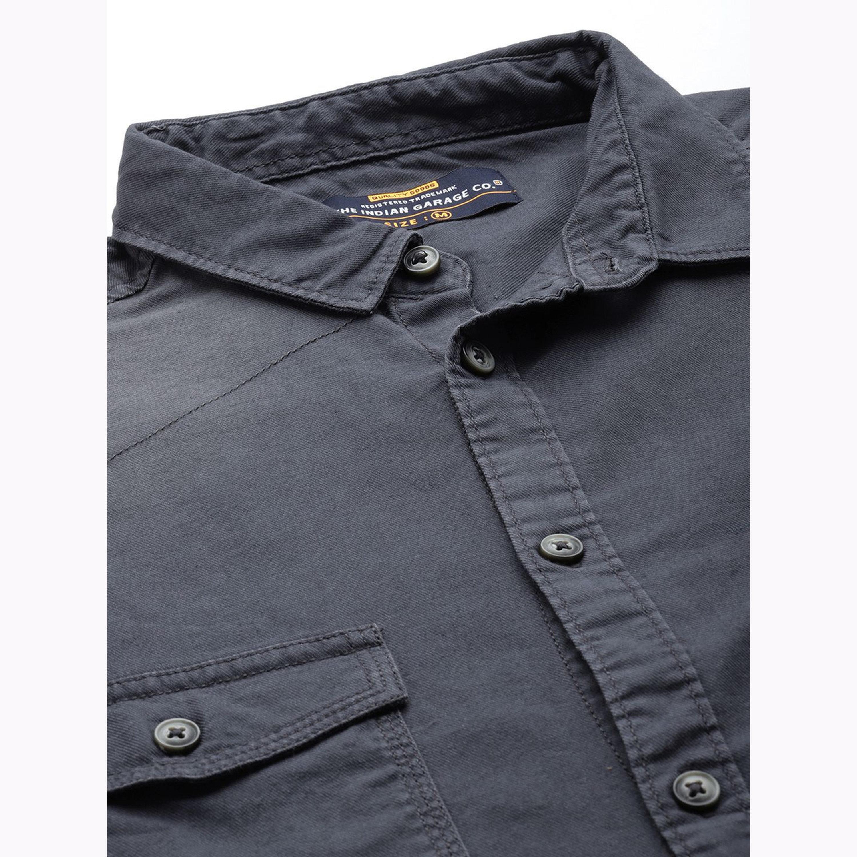 The Indian Garage Co X Styli Men Grey Slim Fit Solid Shirt-men-clothing-shirts-image-5