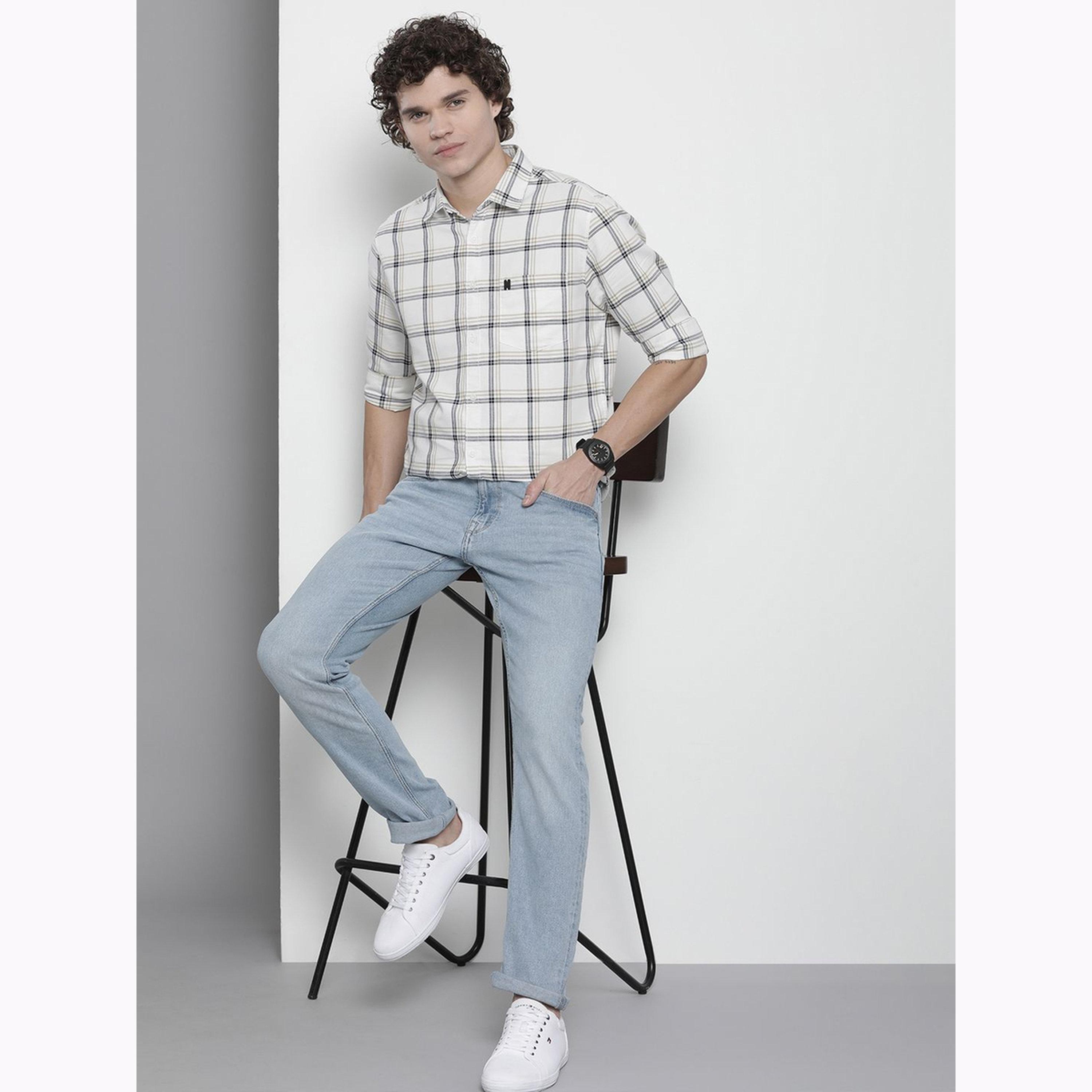 The Indian Garage Co X Styli Men White Regular Fit Checked Shirt-men-clothing-shirts-image-2