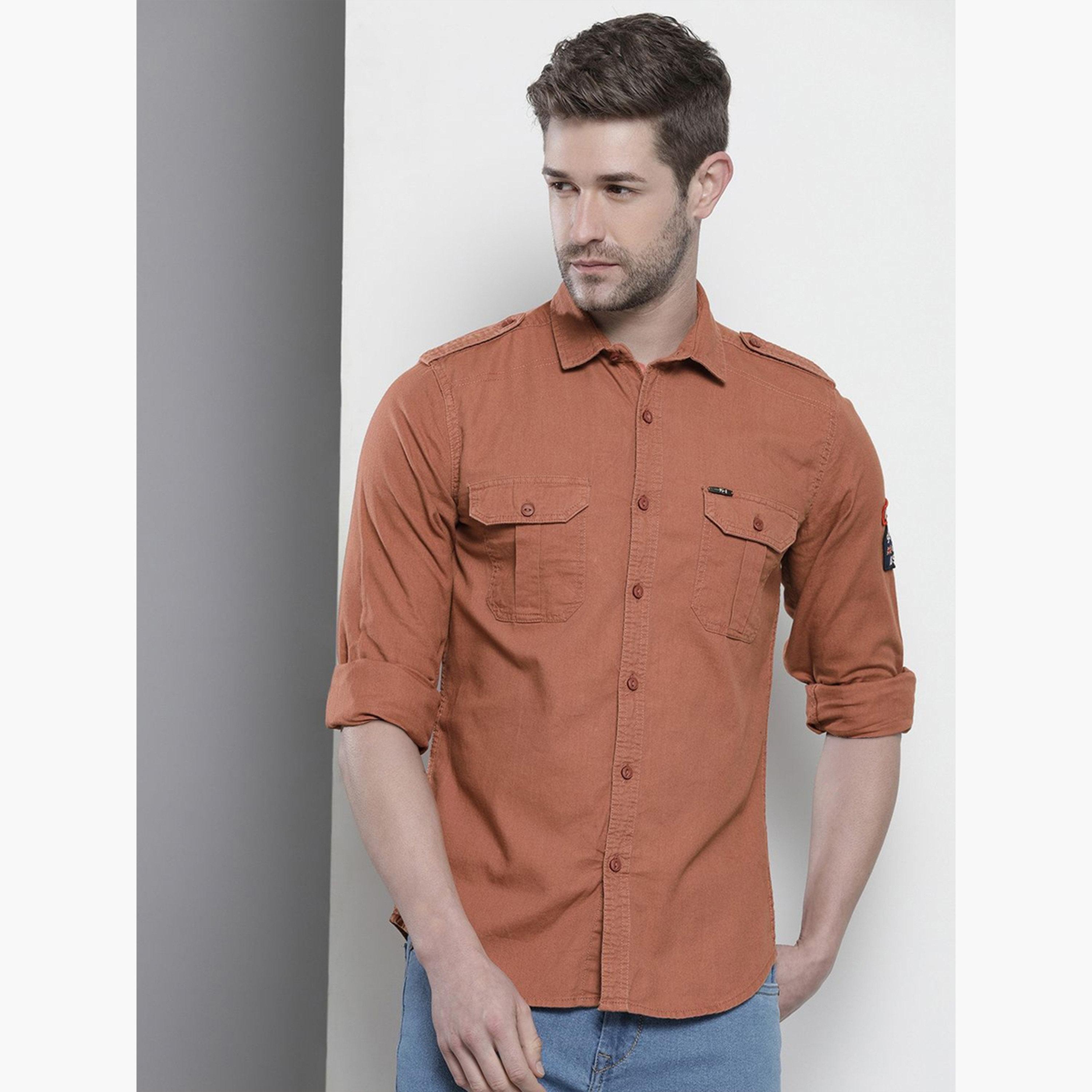 قميص سادة بقصة ضيقة للرجال-men-clothing-shirts-image-1