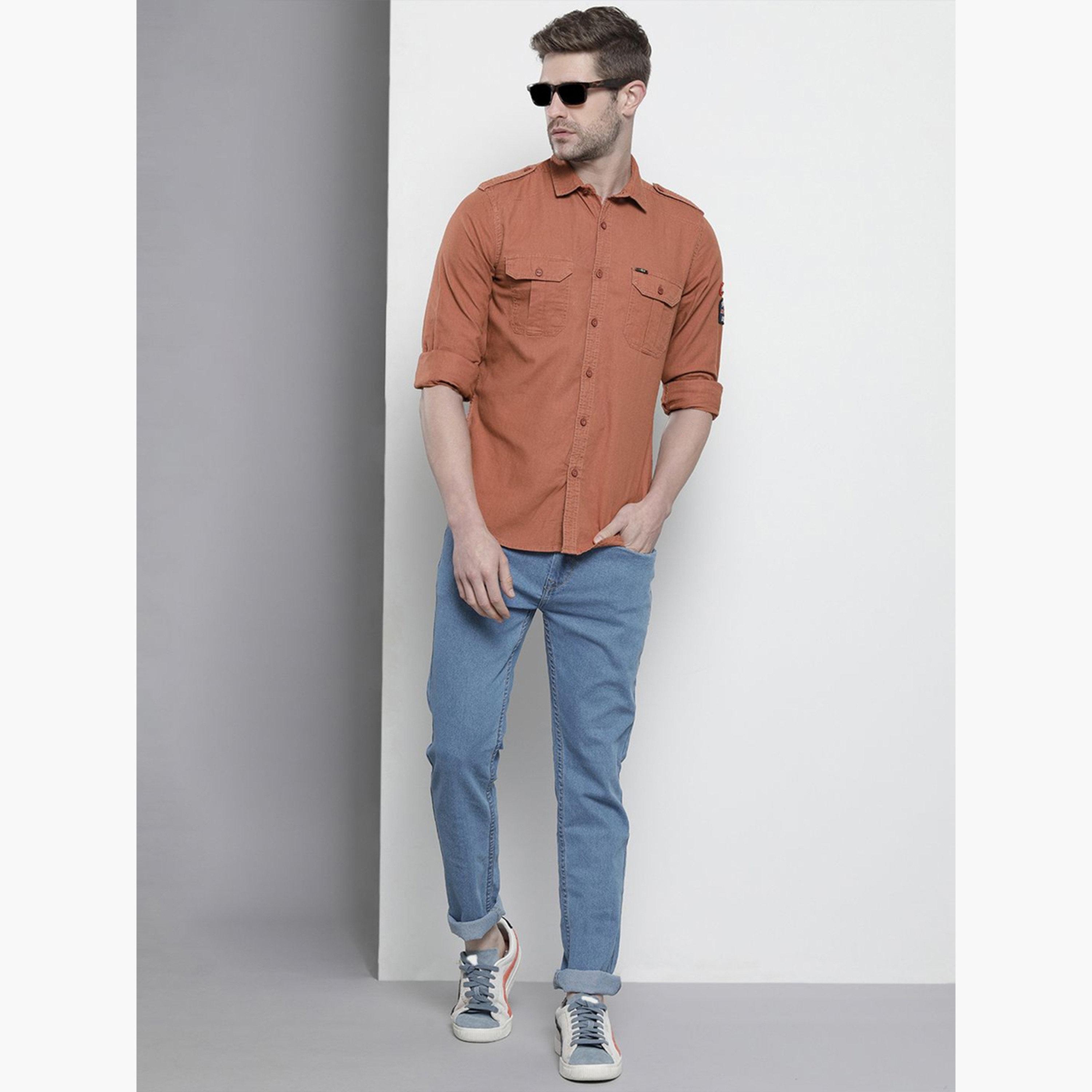 قميص سادة بقصة ضيقة للرجال-men-clothing-shirts-image-2