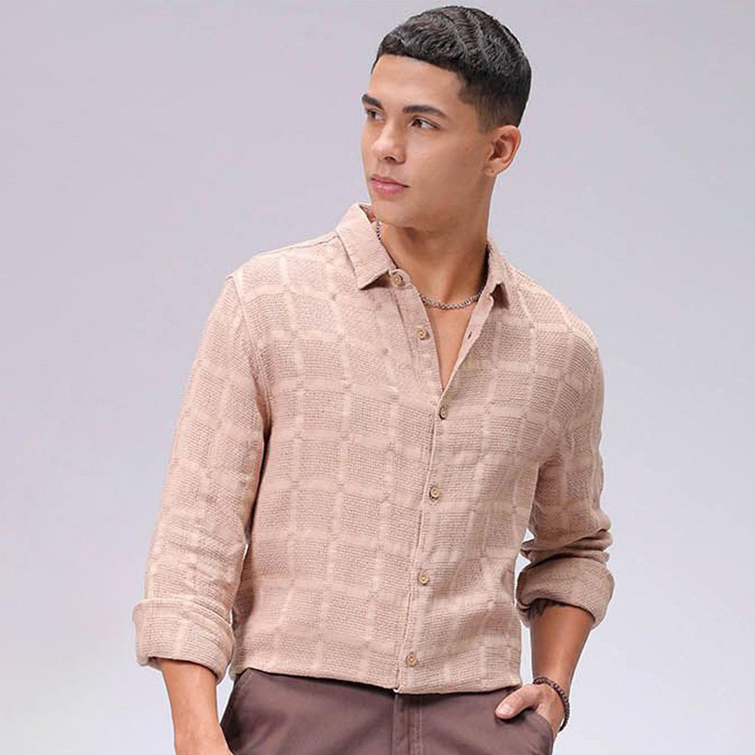 قميص كاروهات بقصة عادية للرجال-men-clothing-shirts-image-1