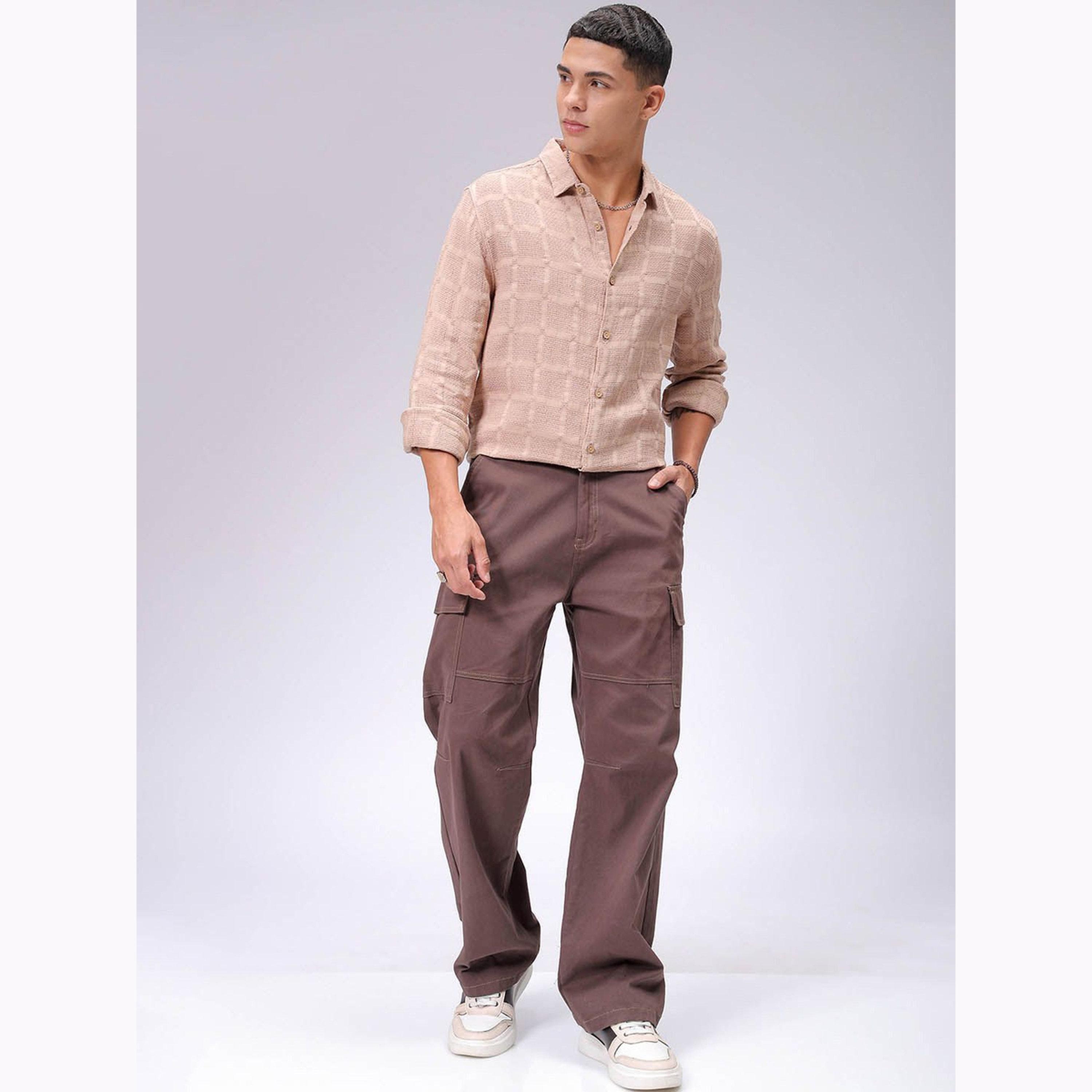 The Indian Garage Co X Styli Men Beige Regular Fit Checked Shirt-men-clothing-shirts-image-2