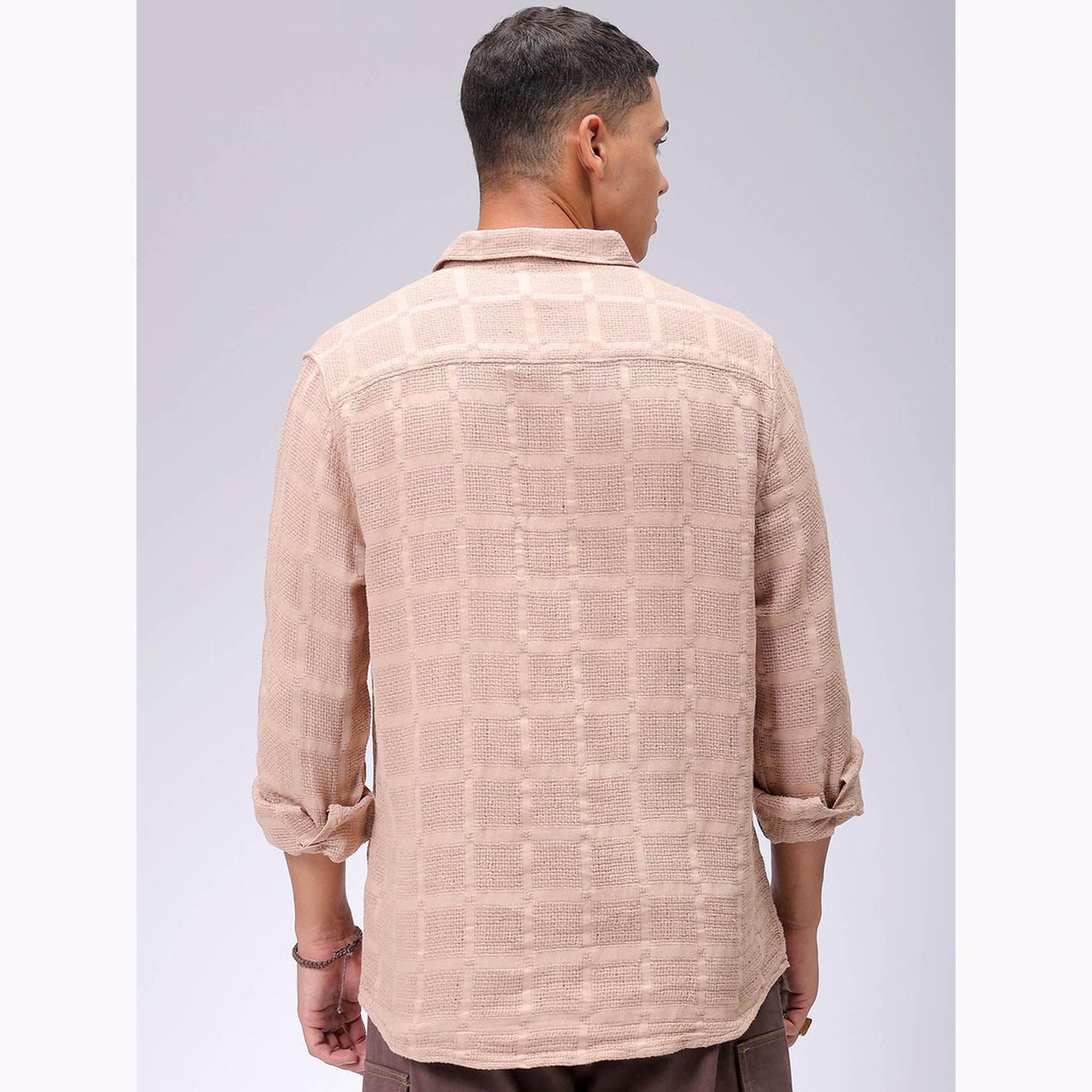 The Indian Garage Co X Styli Men Beige Regular Fit Checked Shirt-men-clothing-shirts-image-4