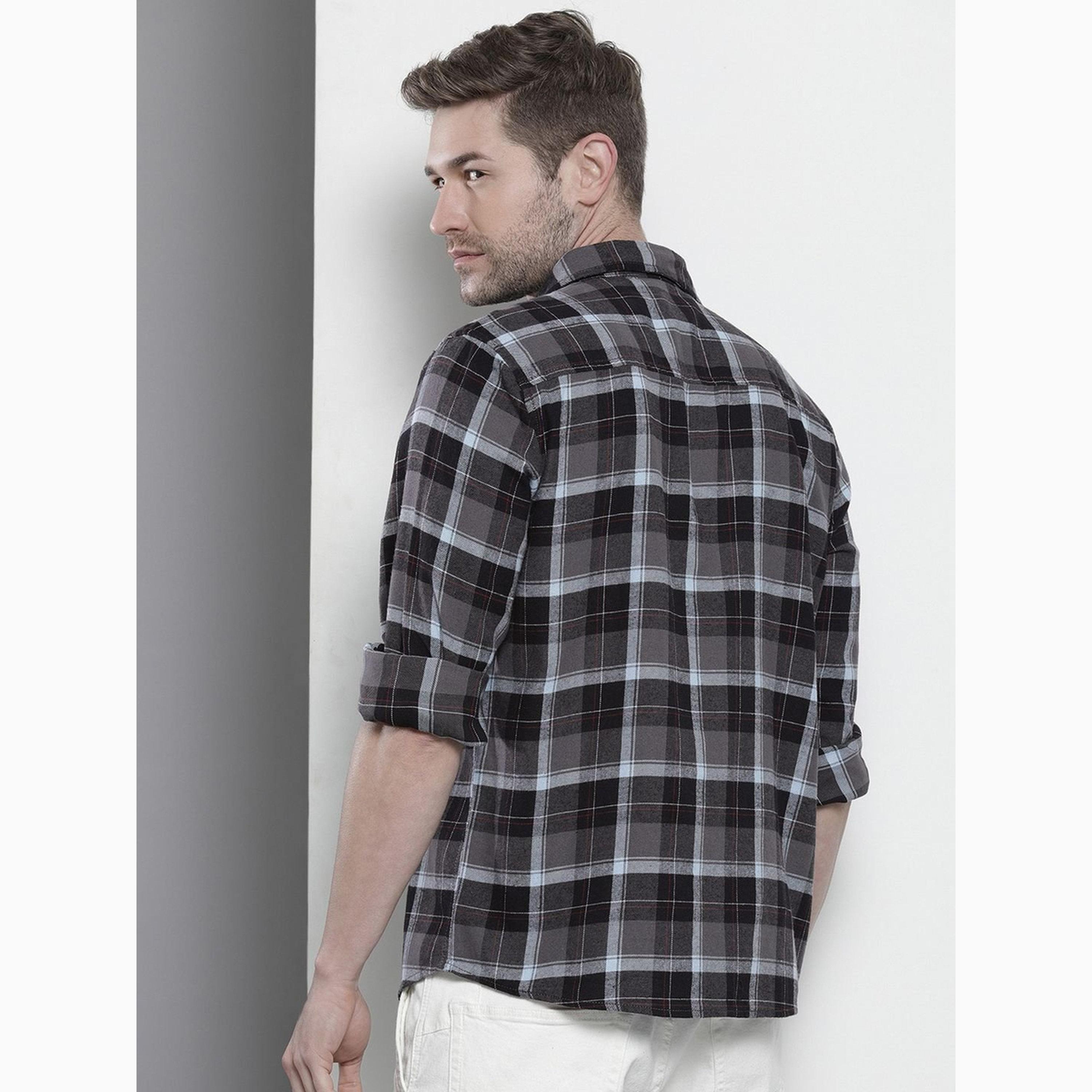 The Indian Garage Co X Styli Men Relaxed Fit Checked Overshirt-men-clothing-shirts-image-4