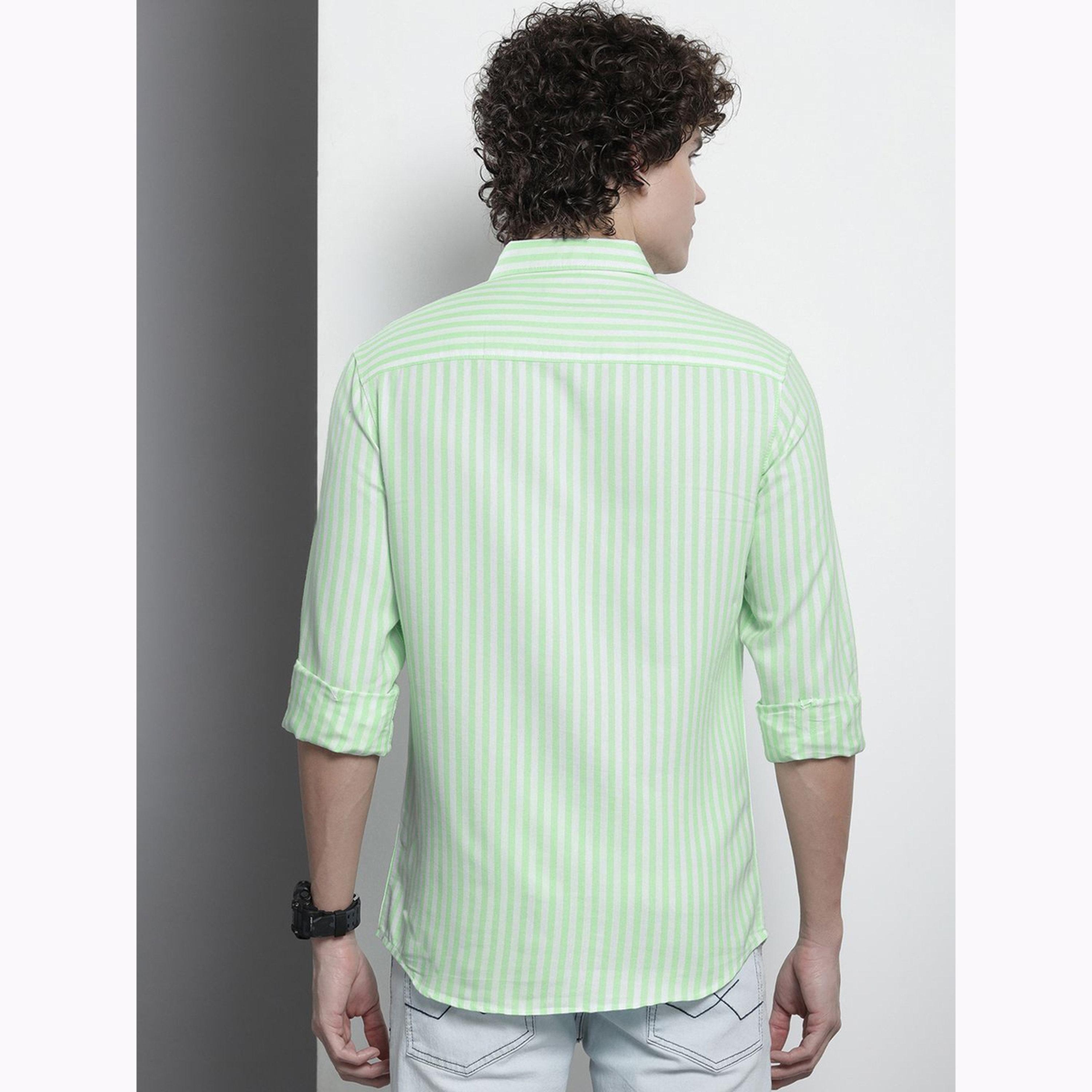 The Indian Garage Co X Styli Men Green Regular Fit Striped Shirt-men-clothing-shirts-image-4