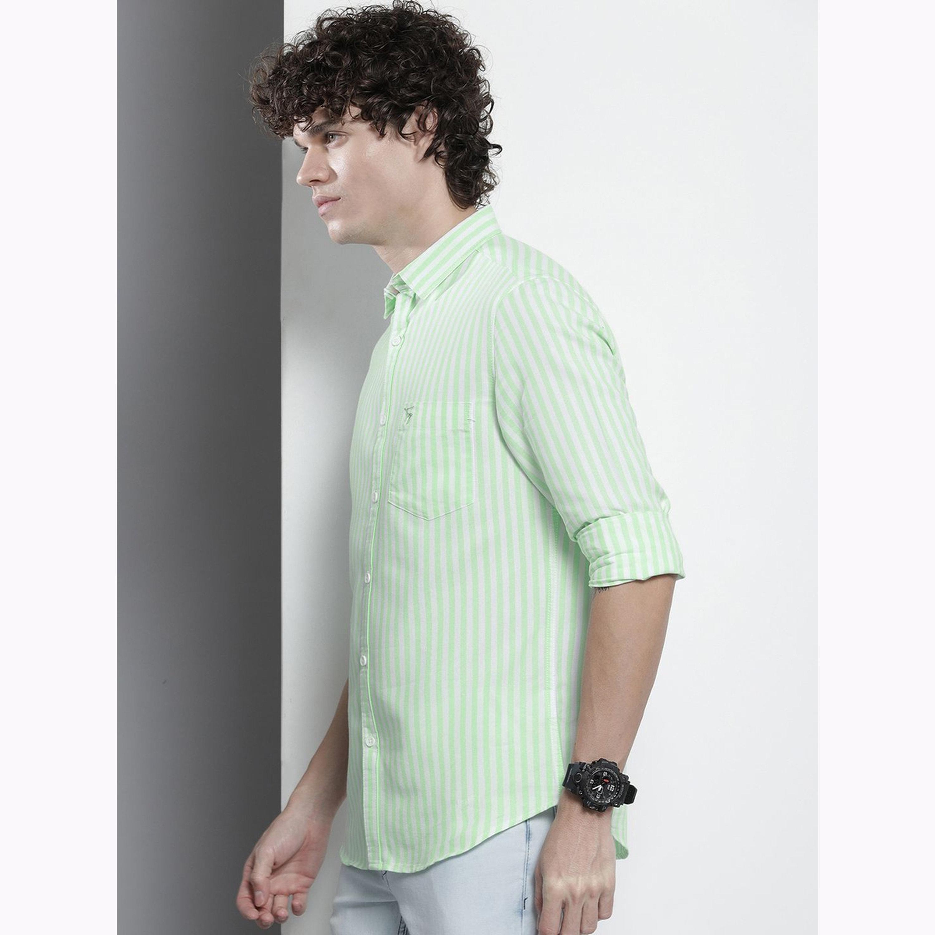 The Indian Garage Co X Styli Men Green Regular Fit Striped Shirt-men-clothing-shirts-image-5