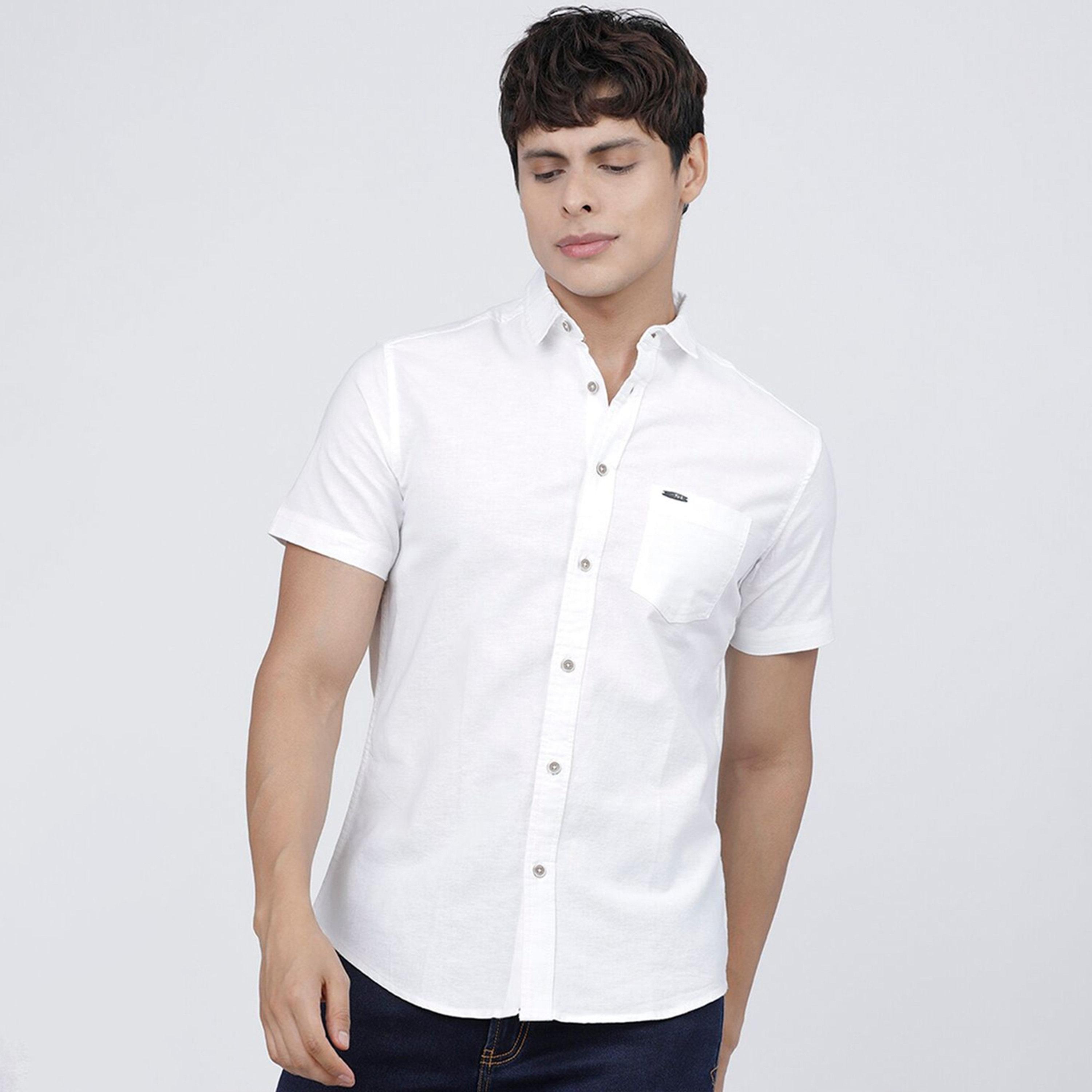 The Indian Garage Co X Styli Men White Slim Fit Solid Shirt-men-clothing-shirts-image-1