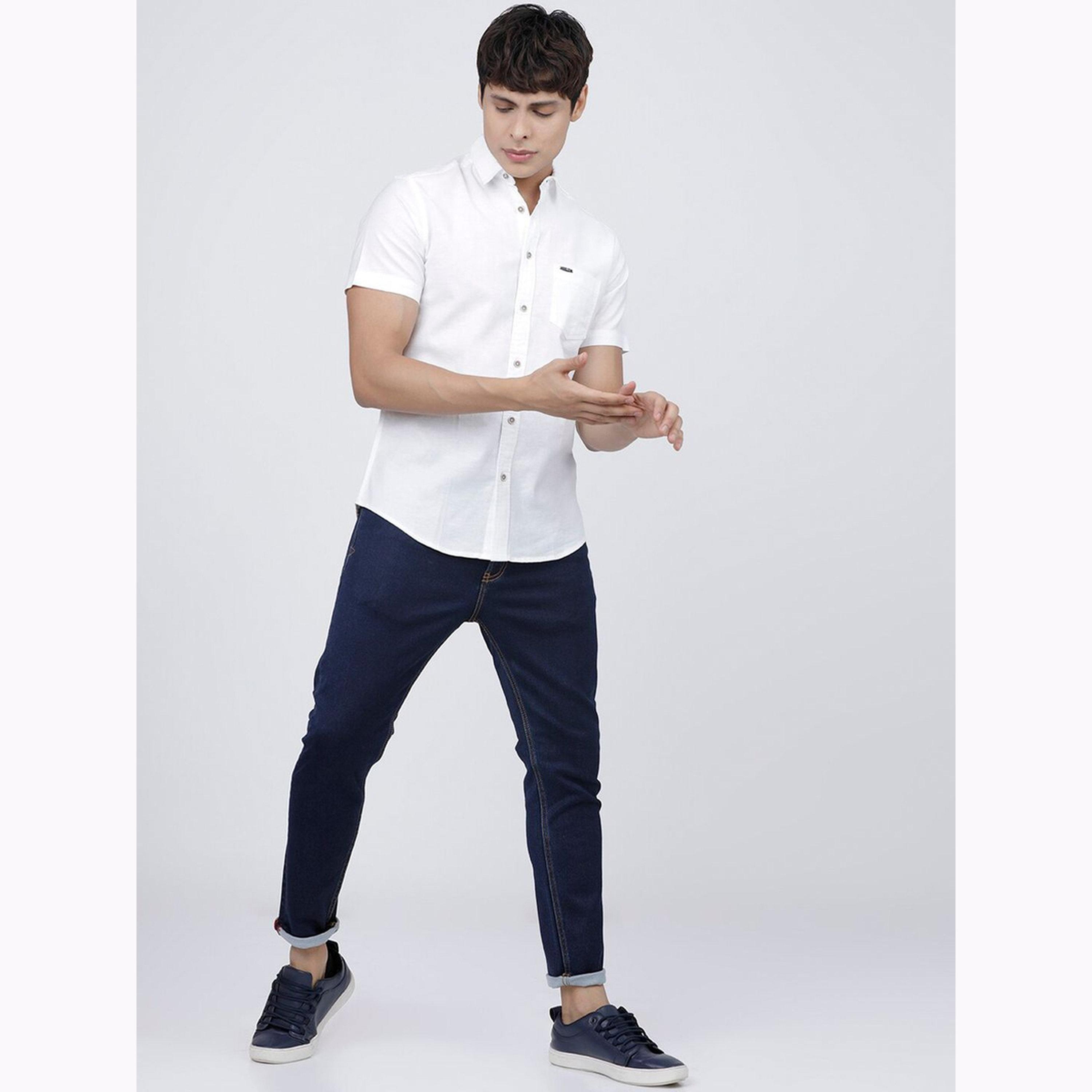 قميص سادة بقصة ضيقة للرجال-men-clothing-shirts-image-2