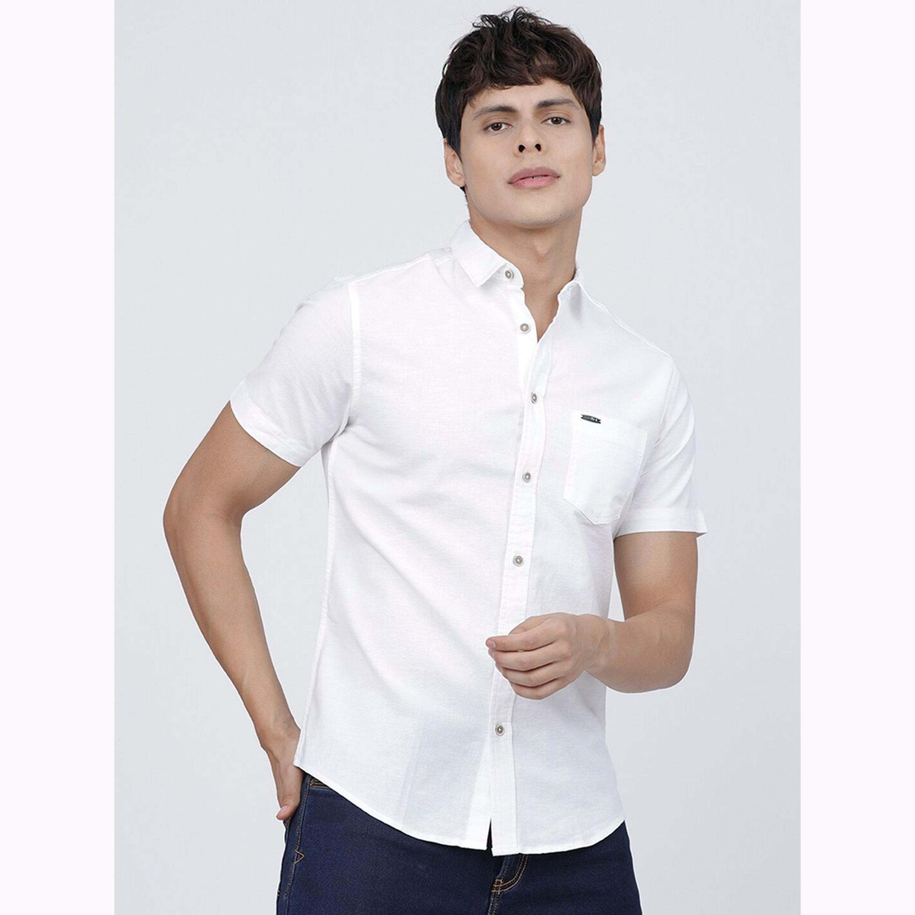 The Indian Garage Co X Styli Men White Slim Fit Solid Shirt-men-clothing-shirts-image-3