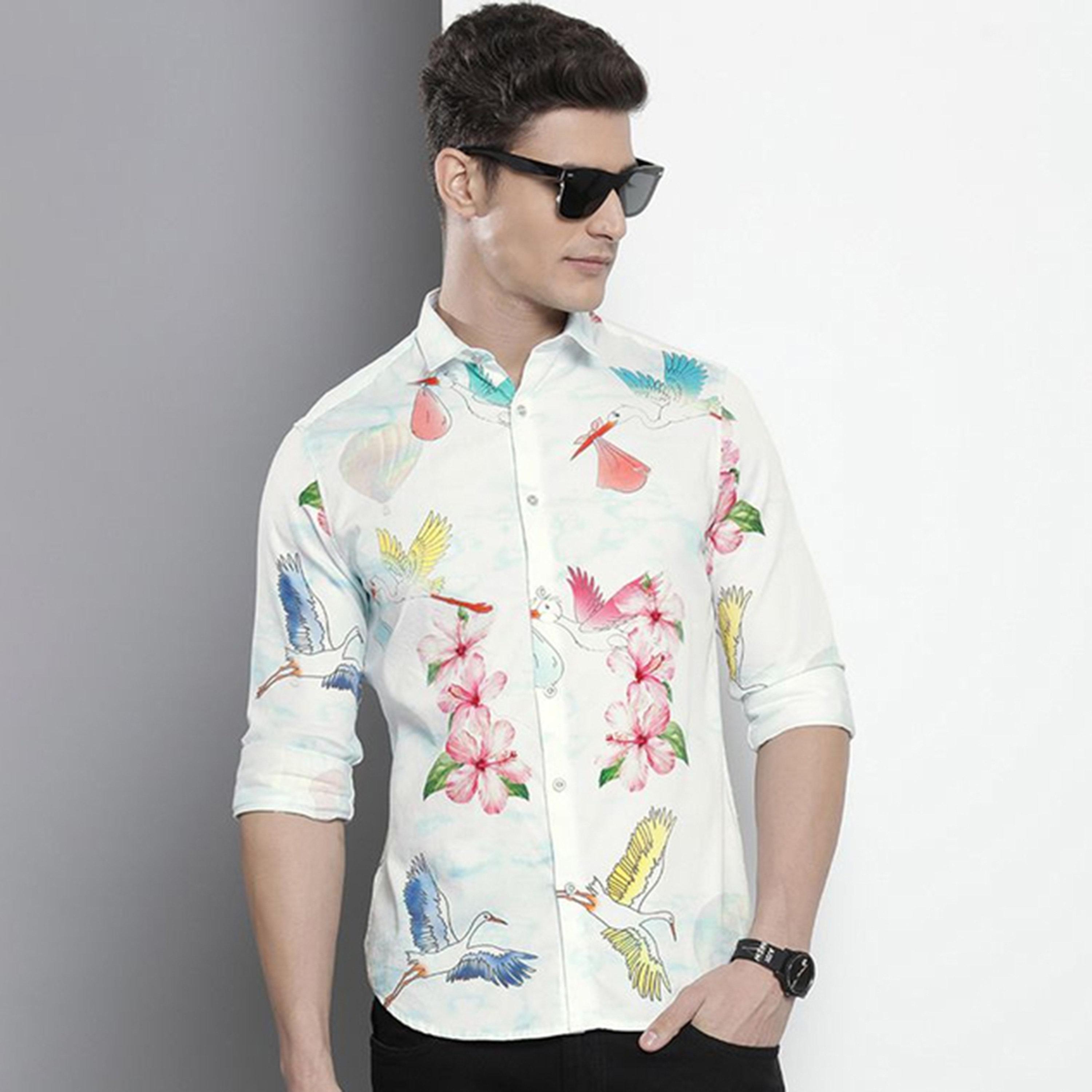 قميص بطبعة زهور وقصة ضيقة للرجال-men-clothing-shirts-image-1