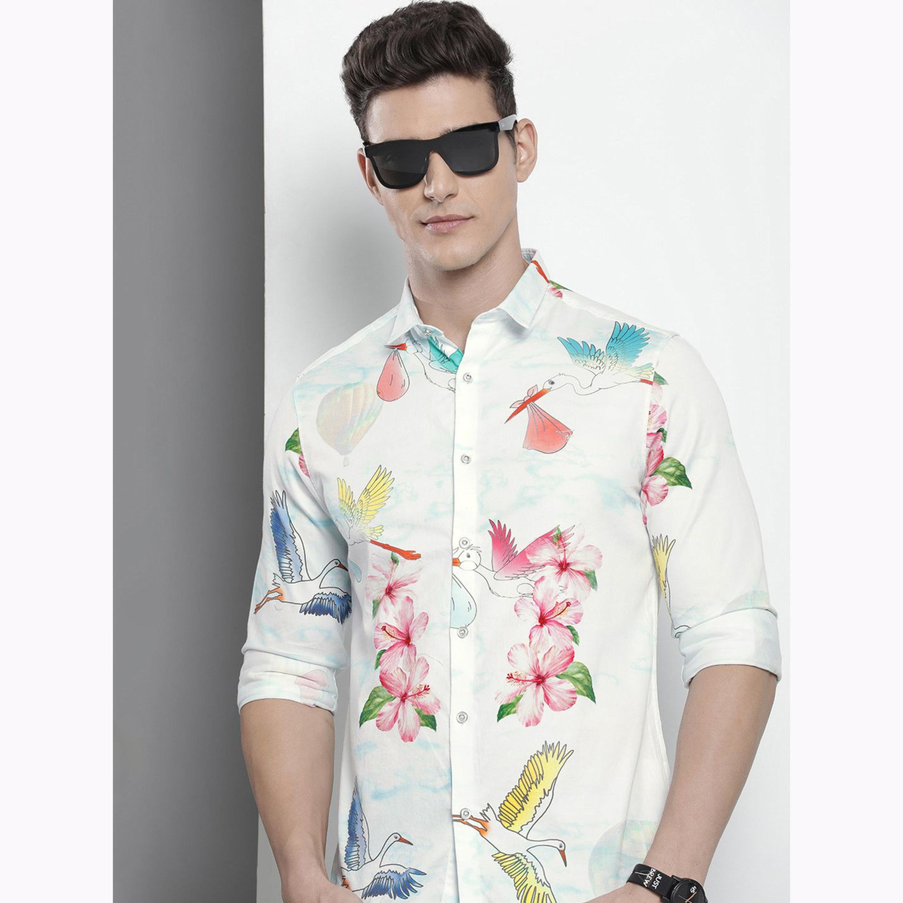 The Indian Garage Co X Styli Men White Slim Fit Floral Print Shirt-men-clothing-shirts-image-5