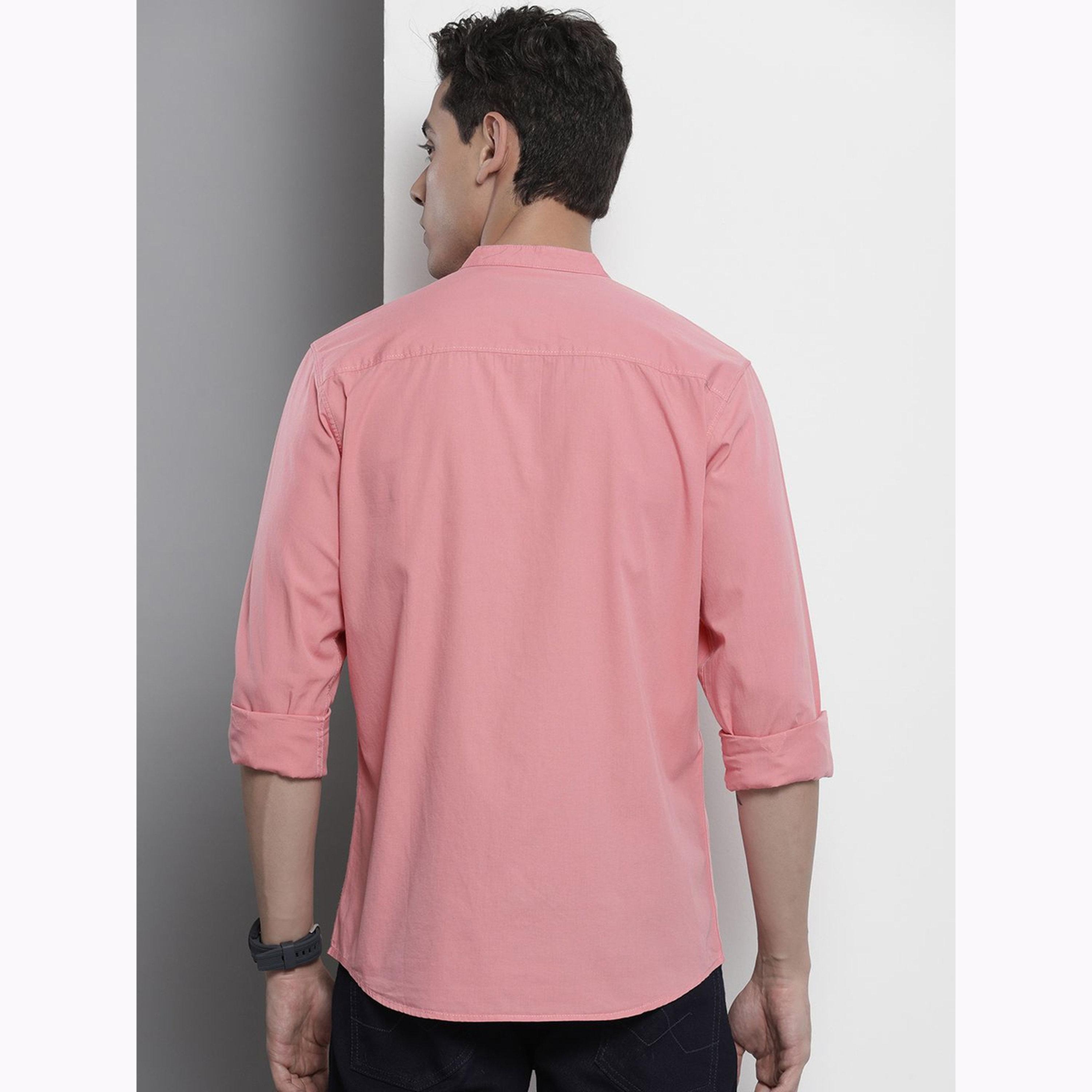 The Indian Garage Co X Styli Men Pink Regular Fit Solid Shirt-men-clothing-shirts-image-5