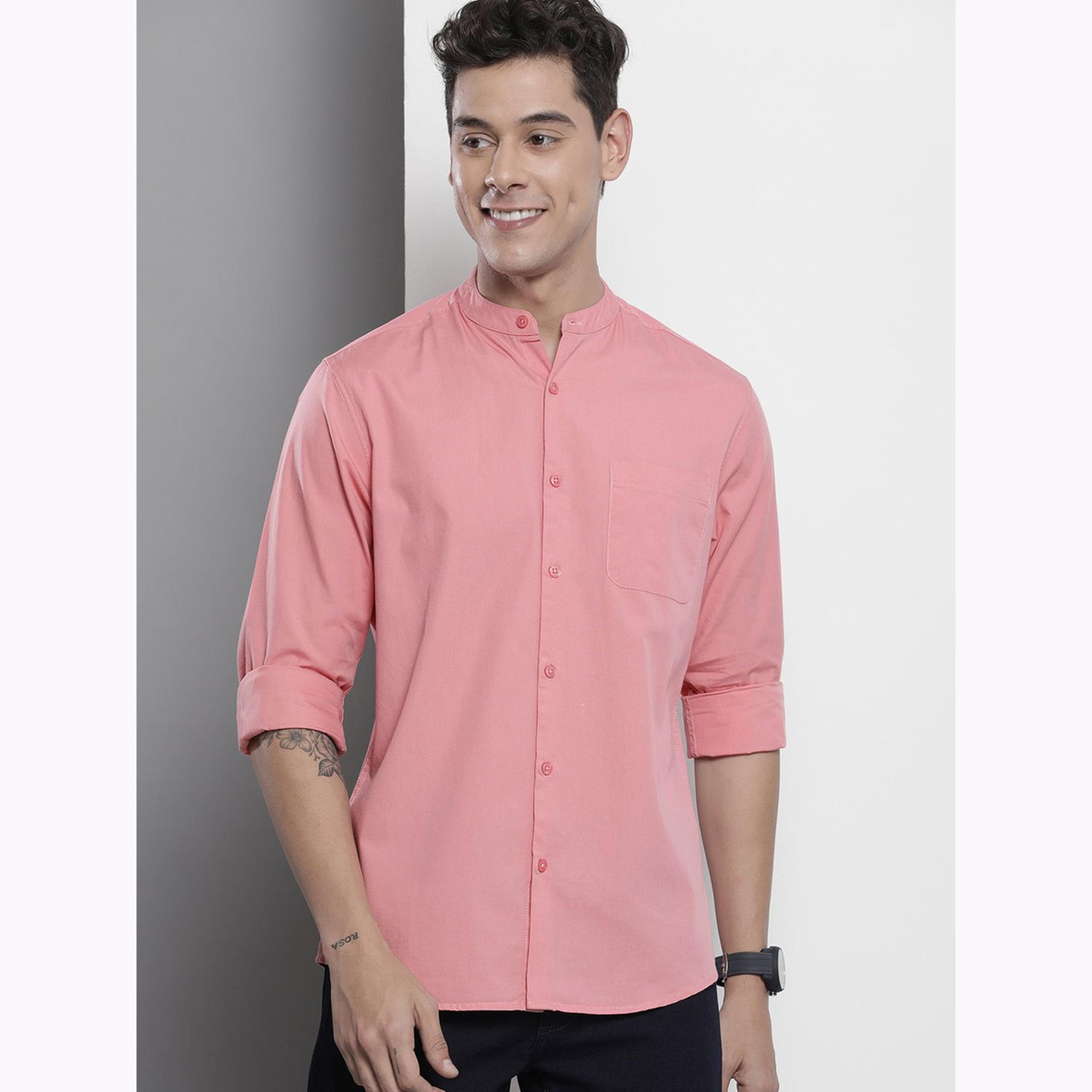 The Indian Garage Co X Styli Men Pink Regular Fit Solid Shirt-men-clothing-shirts-image-6