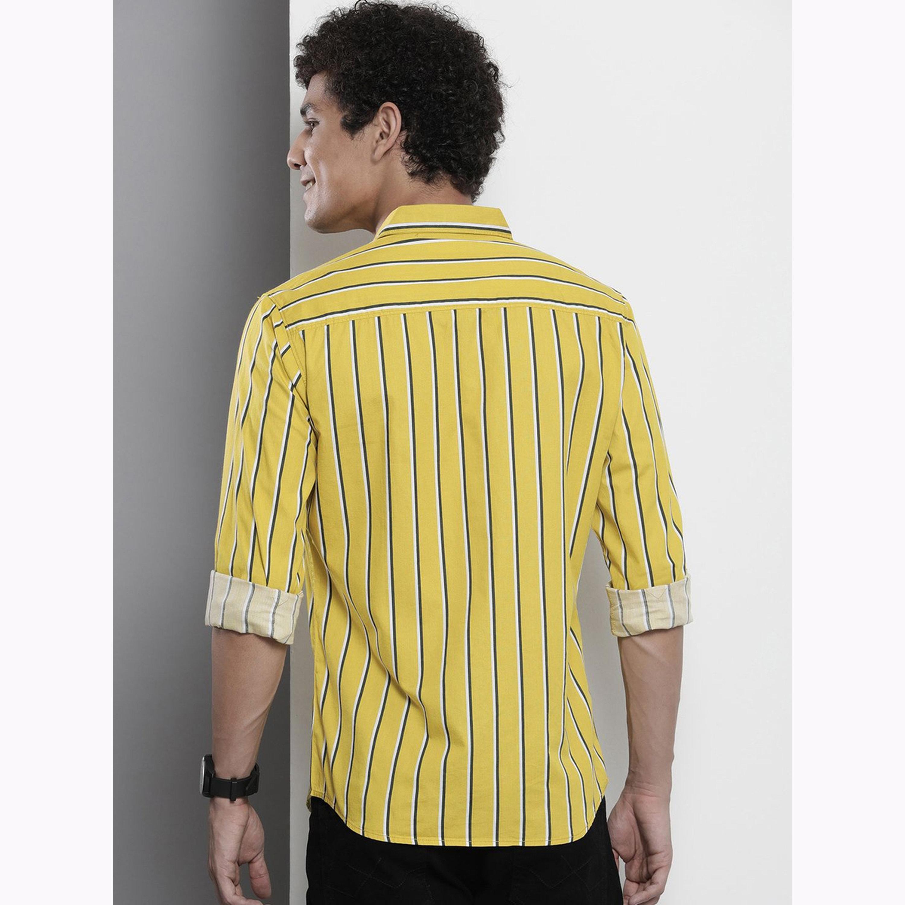 The Indian Garage Co X Styli Men Yellow Regular Fit Striped Shirt-men-clothing-shirts-image-4