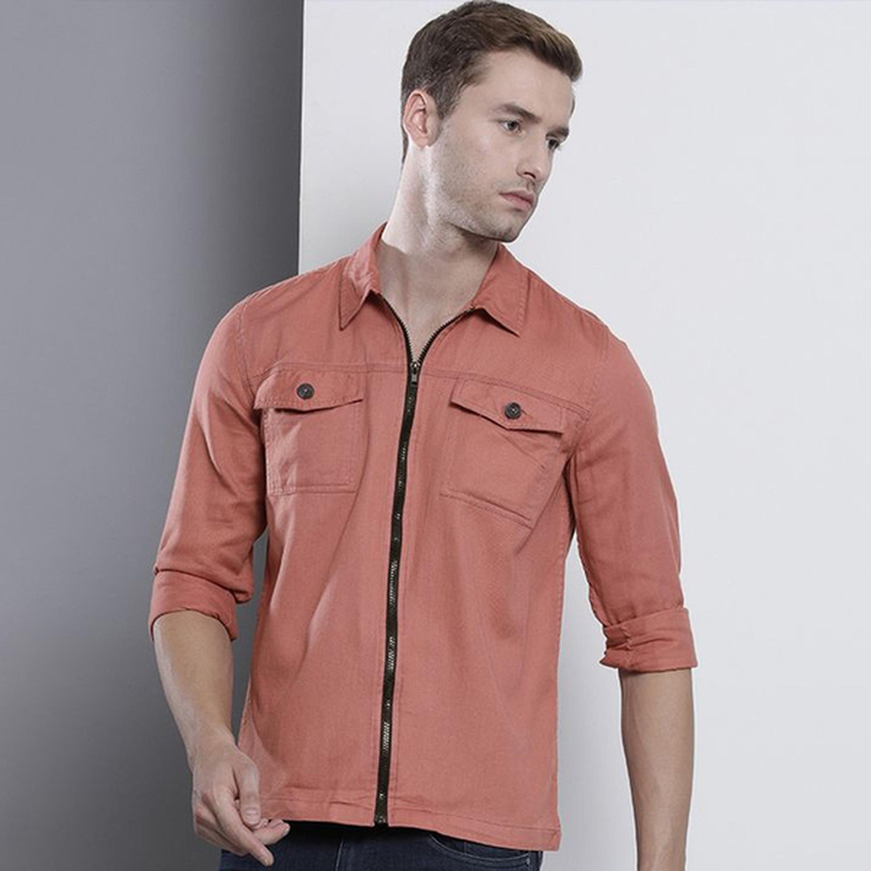 قميص سادة بقصة ضيقة للرجال-men-clothing-shirts-image-1
