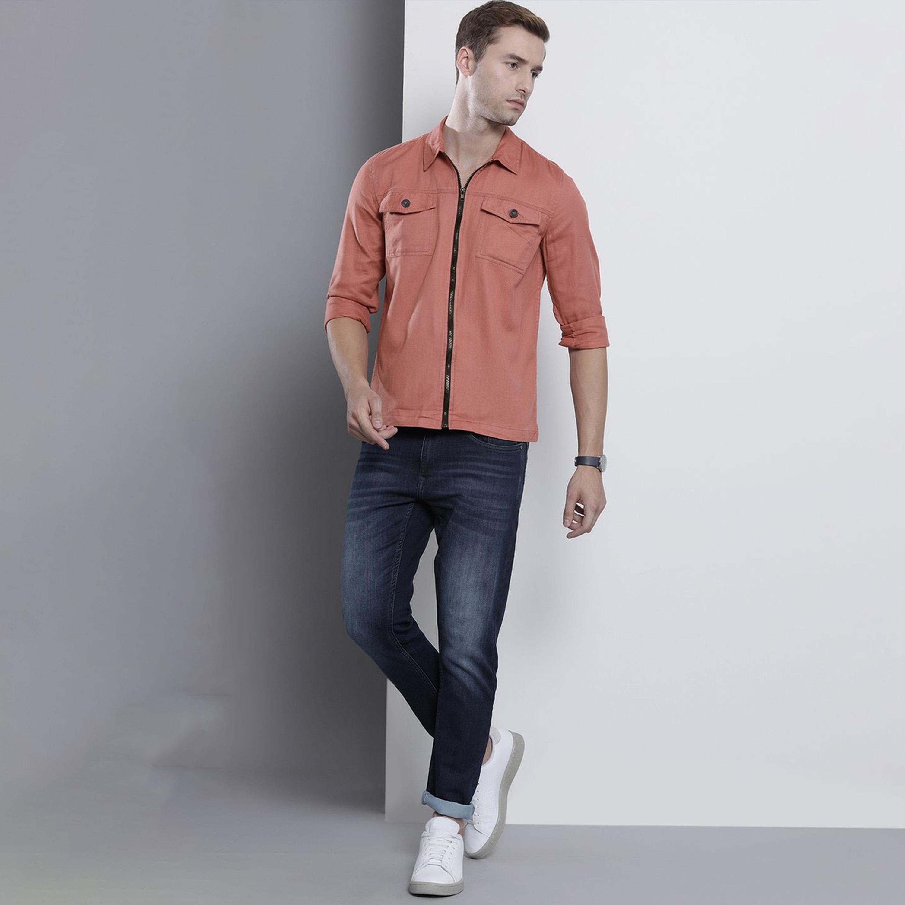 قميص سادة بقصة ضيقة للرجال-men-clothing-shirts-image-2