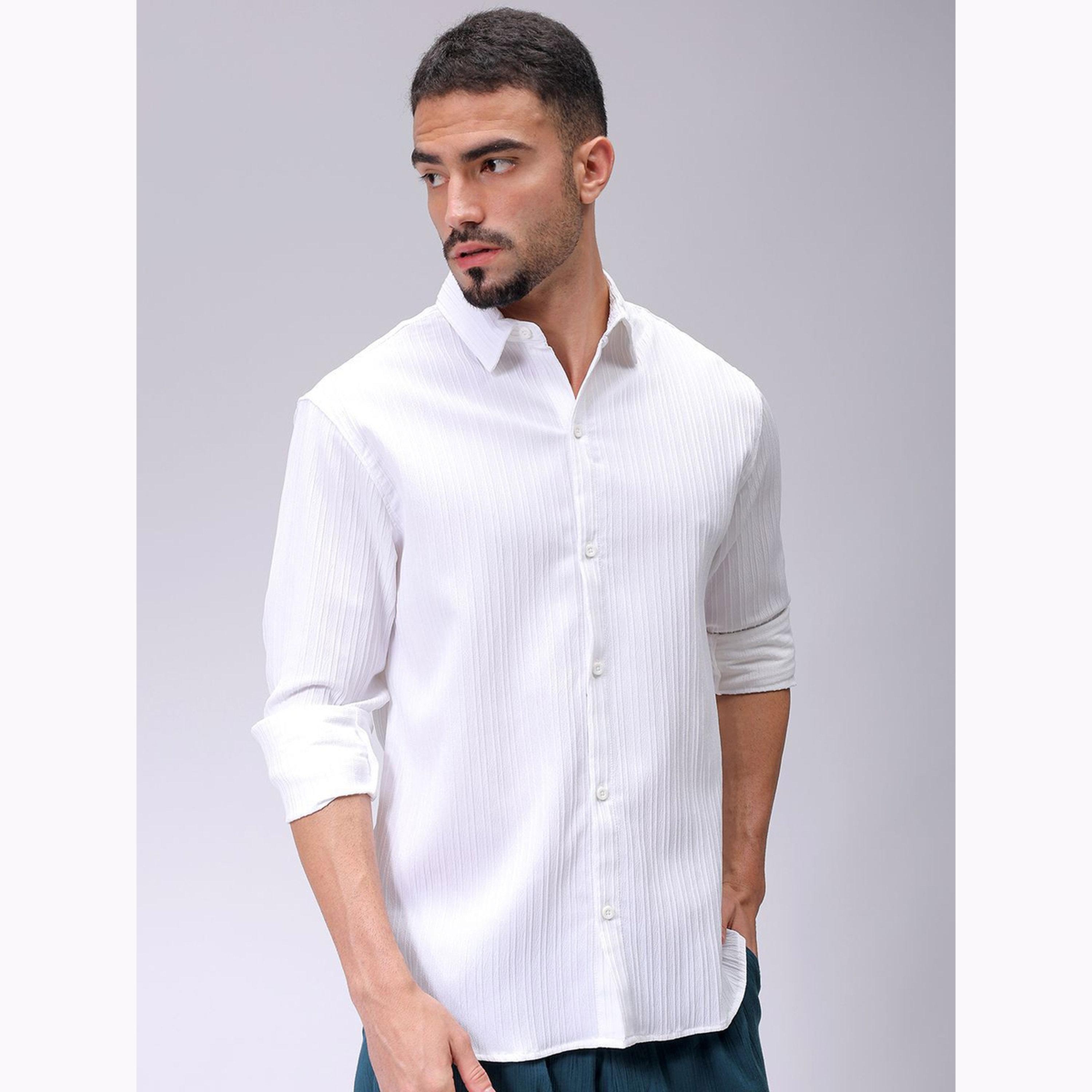 The Indian Garage Co X Styli Men White Relaxed Fit Solid Shirt-men-clothing-shirts-image-1