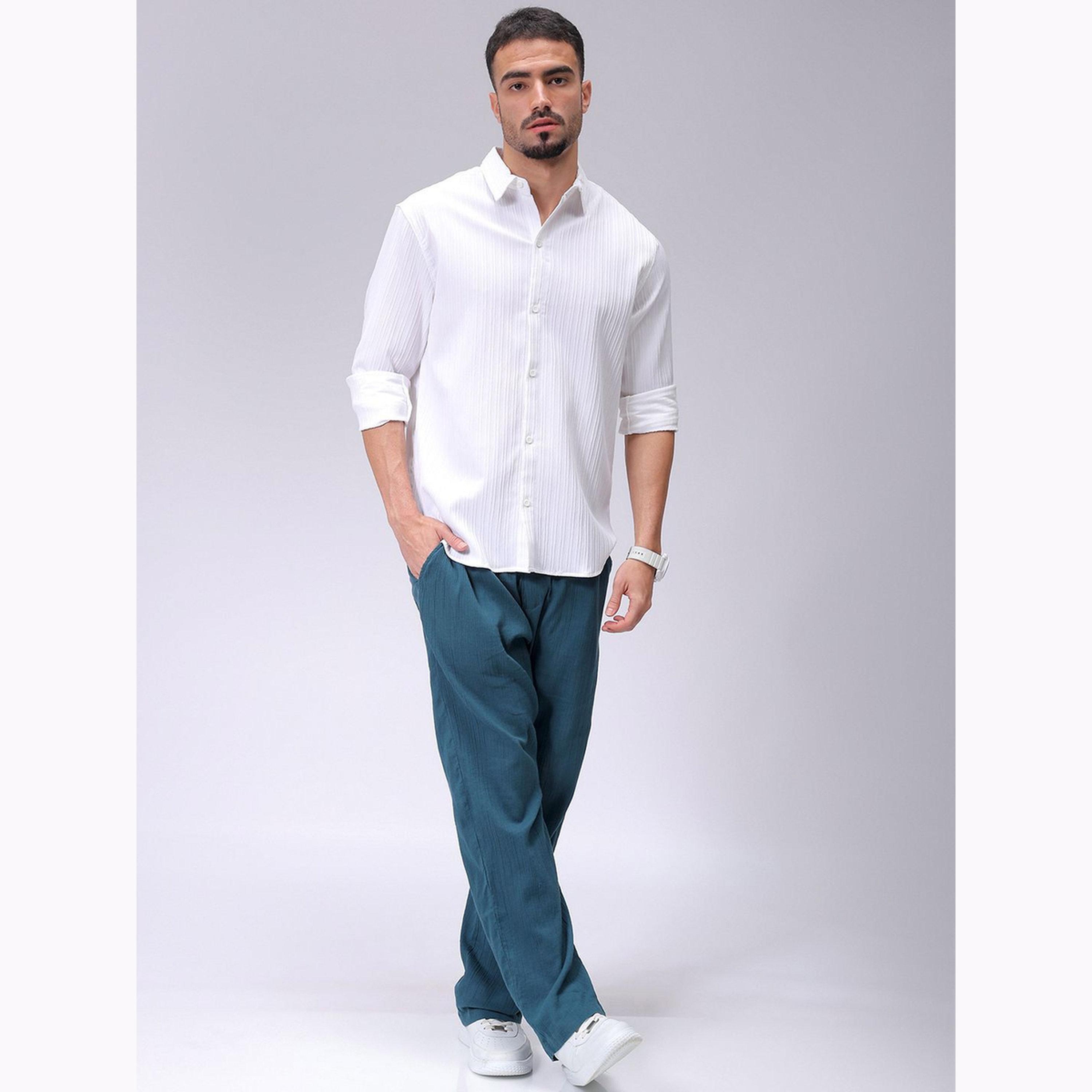The Indian Garage Co X Styli Men White Relaxed Fit Solid Shirt-men-clothing-shirts-image-2