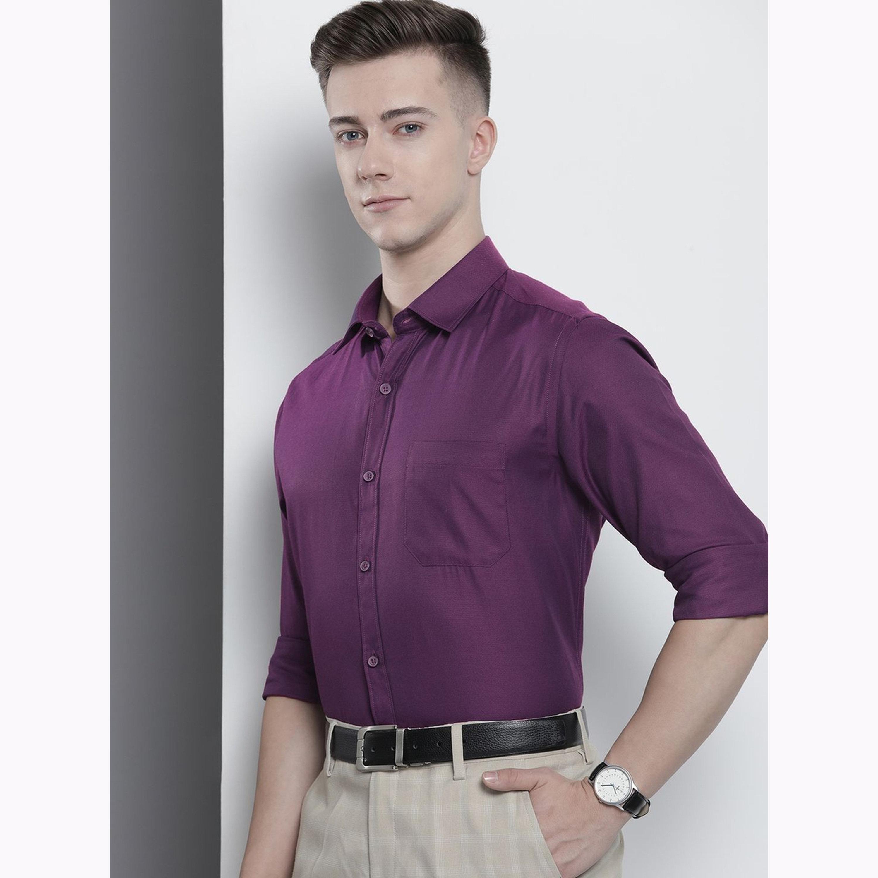 The Indian Garage Co X Styli Men Purple Slim Fit Solid Shirt-men-clothing-shirts-image-3