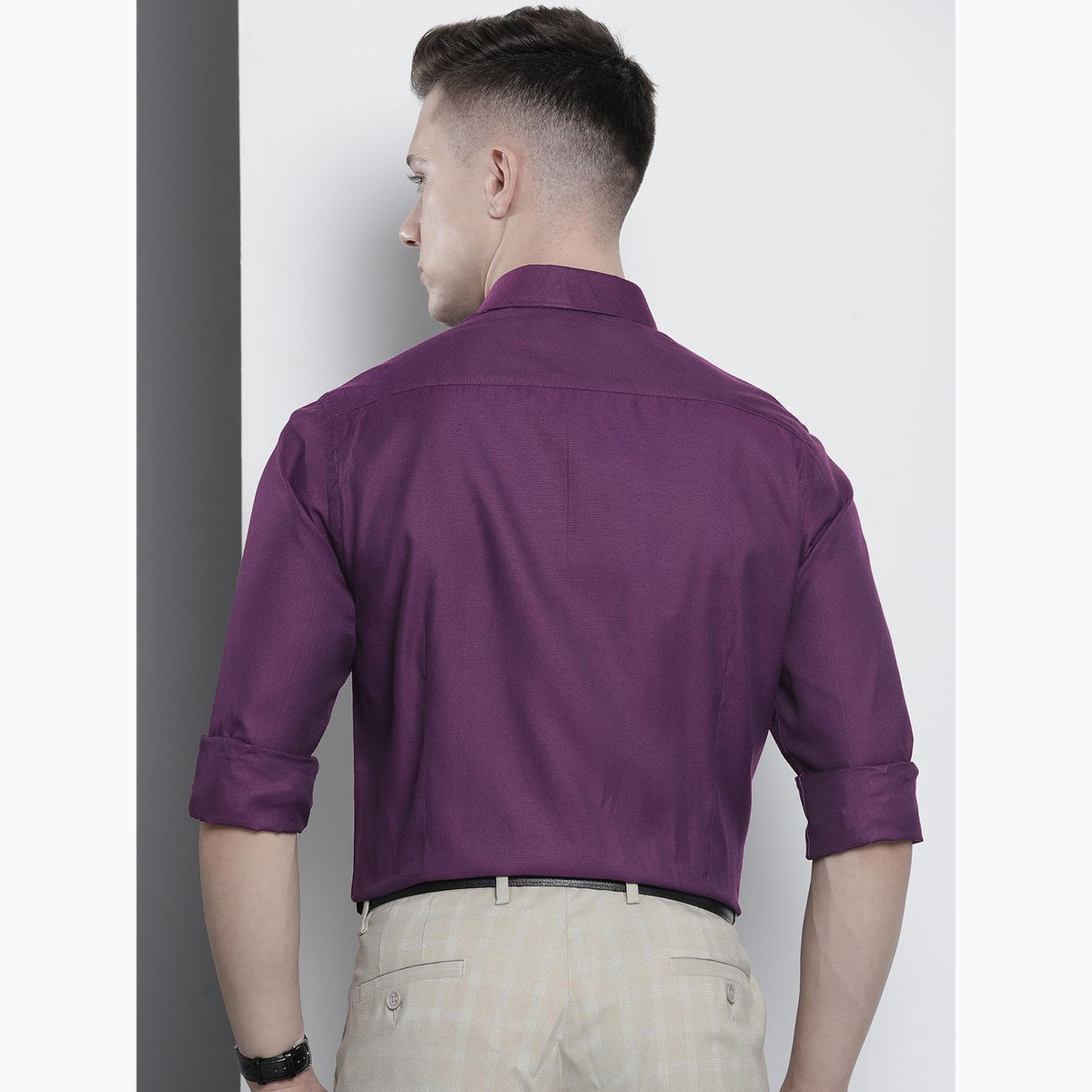 The Indian Garage Co X Styli Men Purple Slim Fit Solid Shirt-men-clothing-shirts-image-4