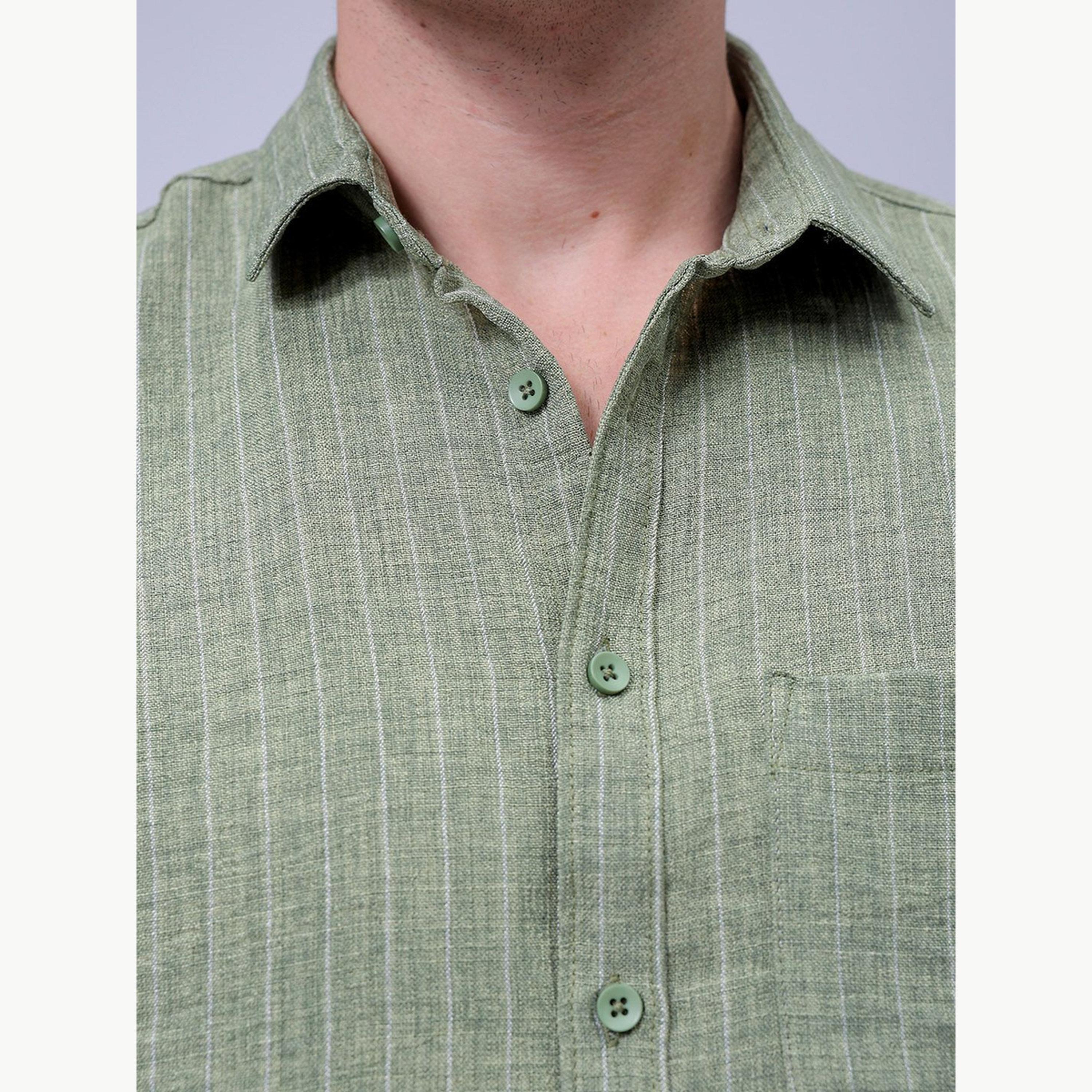 The Indian Garage Co X Styli Men Green Slim Fit Striped Shirt-men-clothing-shirts-image-6