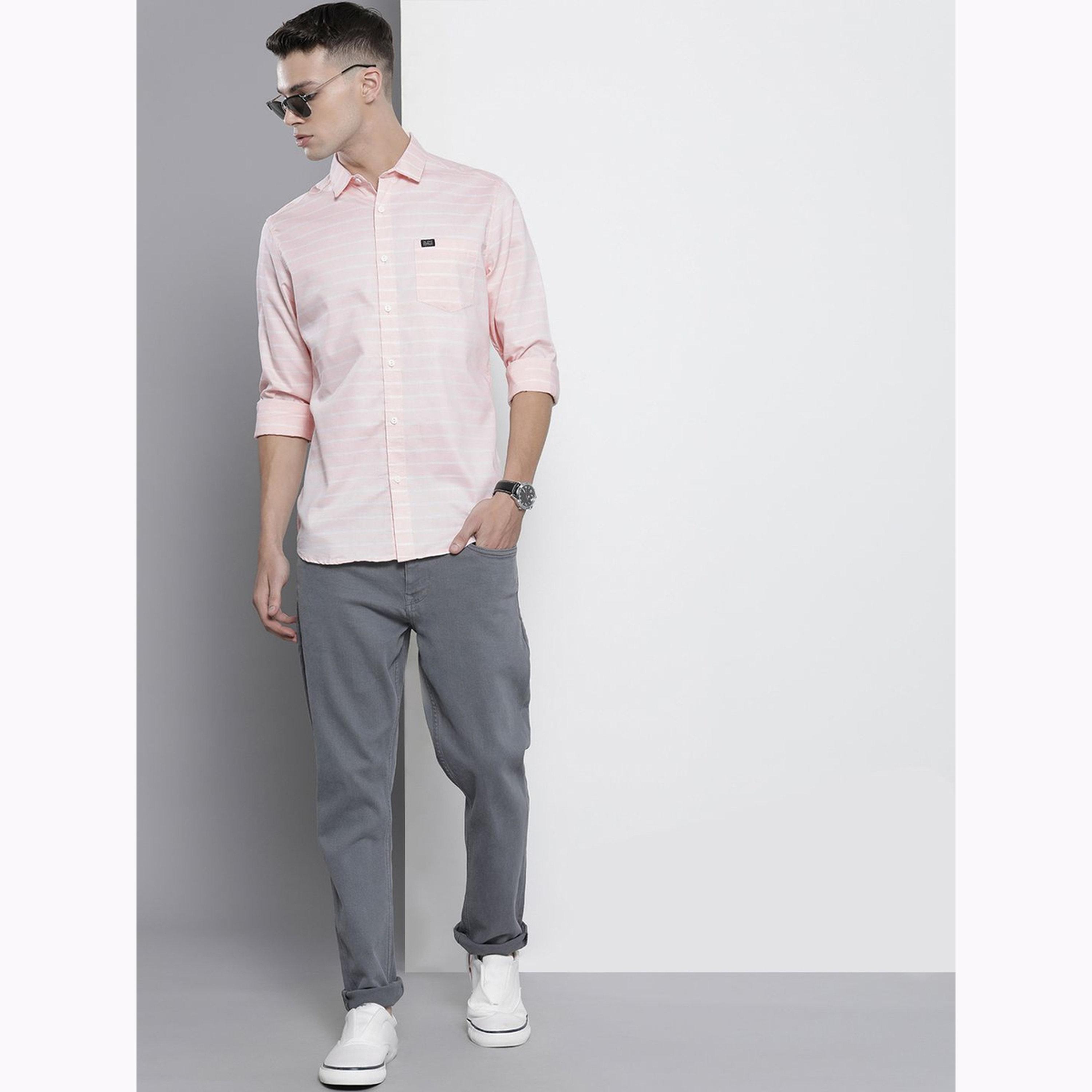 The Indian Garage Co X Styli Men Pink Slim Fit Striped Shirt-men-clothing-shirts-image-2