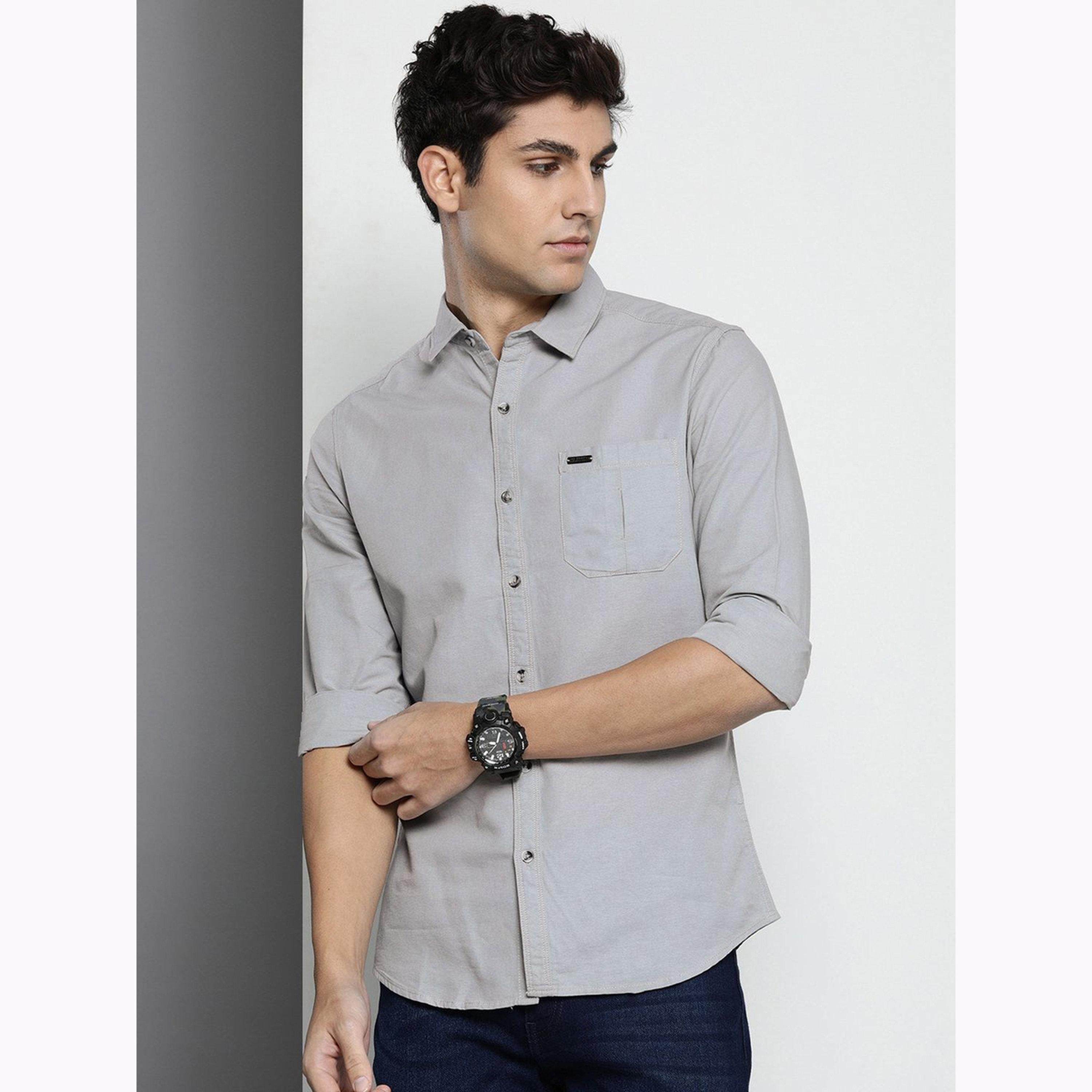 قميص سادة بقصة عادية للرجال-men-clothing-shirts-image-1