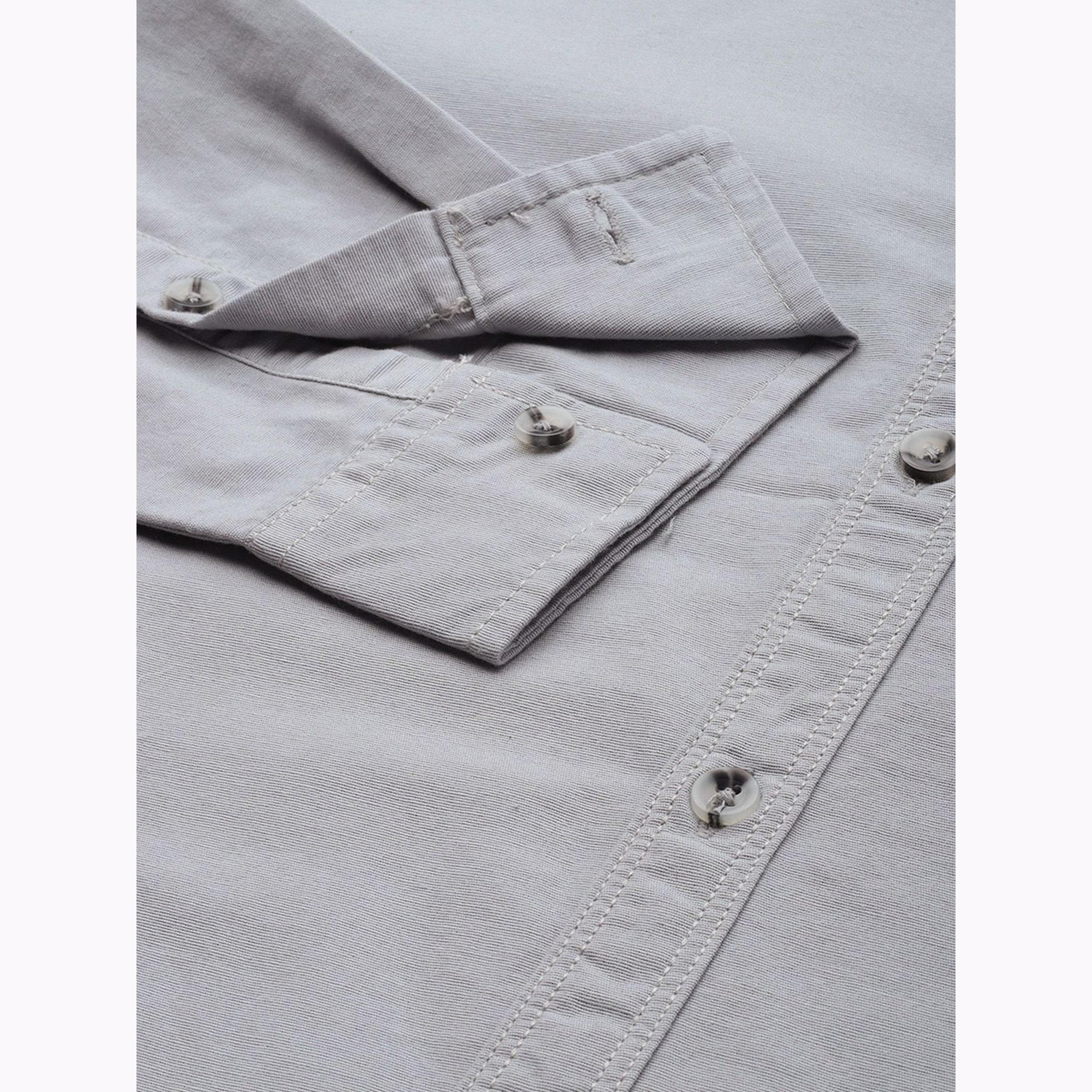 The Indian Garage Co X Styli Men Grey Regular Fit Solid Shirt-men-clothing-shirts-image-3